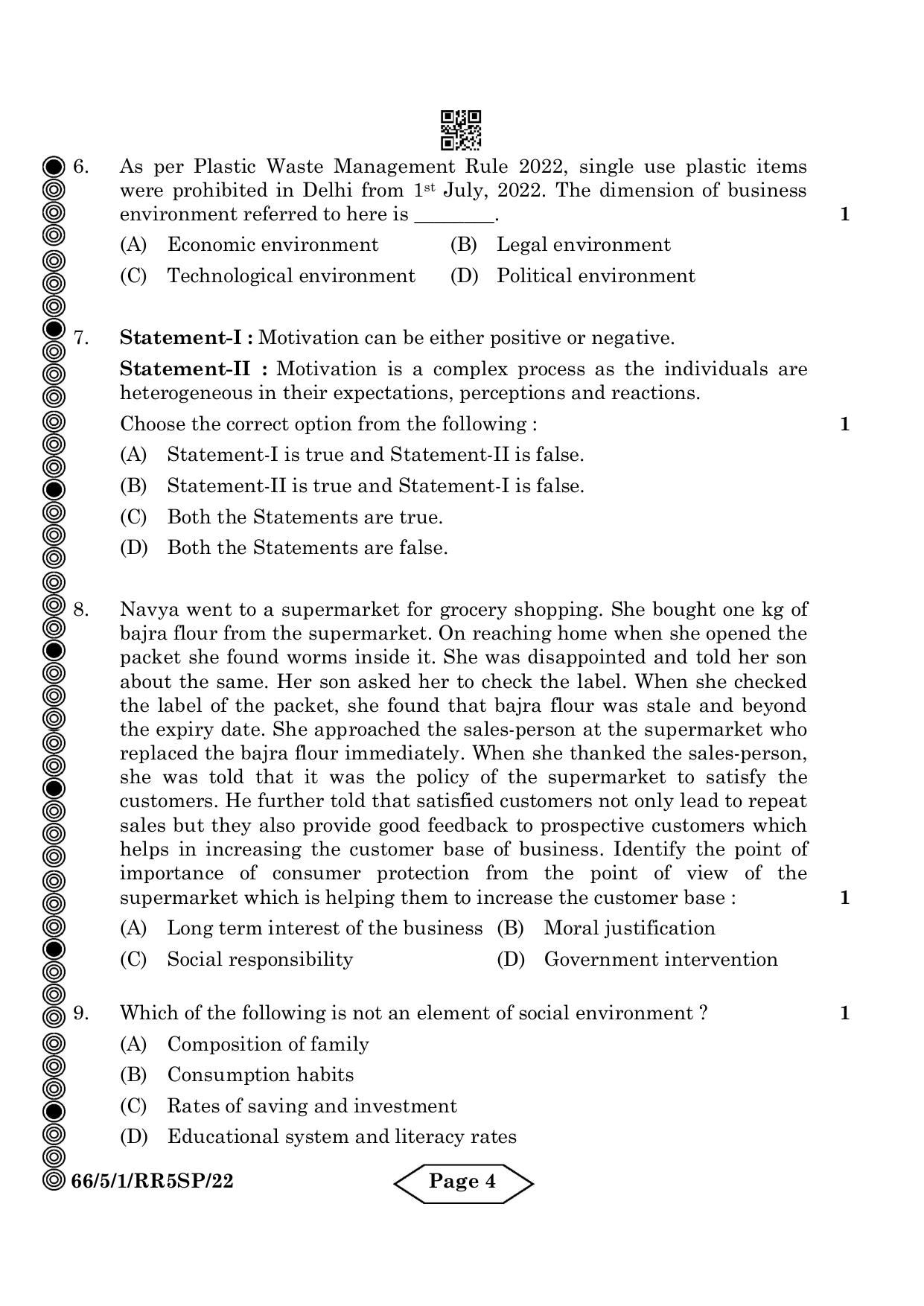 CBSE Class 12 5-1 Bussiness Studies 2024 Question Paper - Page 4
