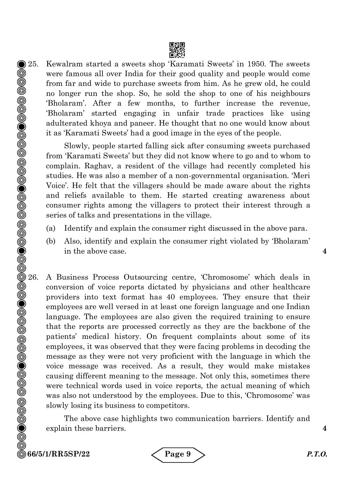 CBSE Class 12 5-1 Bussiness Studies 2024 Question Paper - Page 9