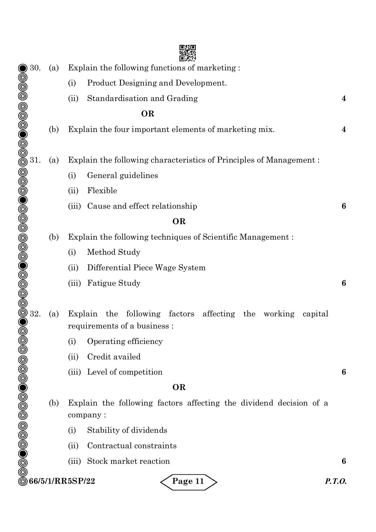 CBSE Class 12 5-1 Bussiness Studies 2024 Question Paper - Page 11