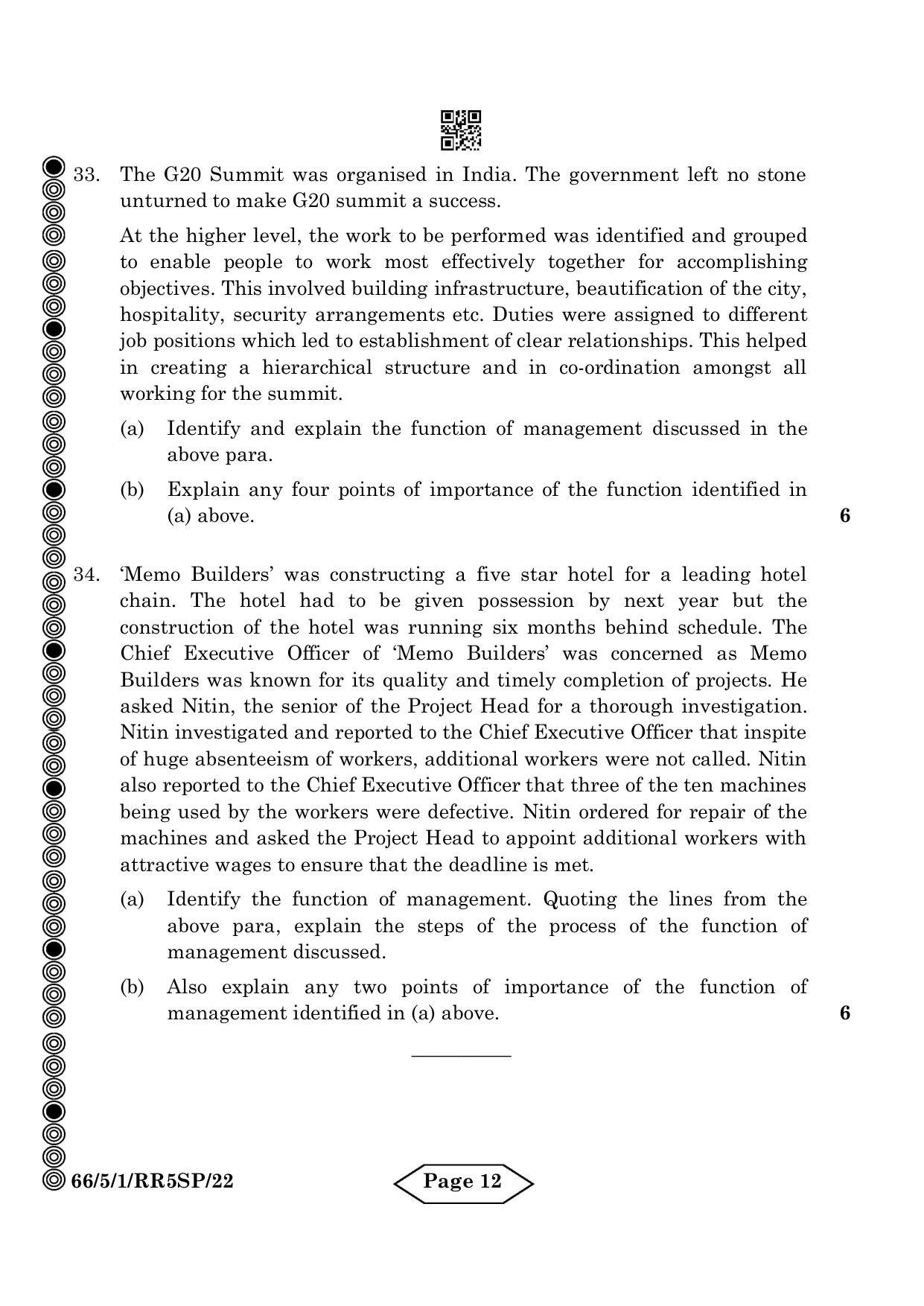 CBSE Class 12 5-1 Bussiness Studies 2024 Question Paper - Page 12