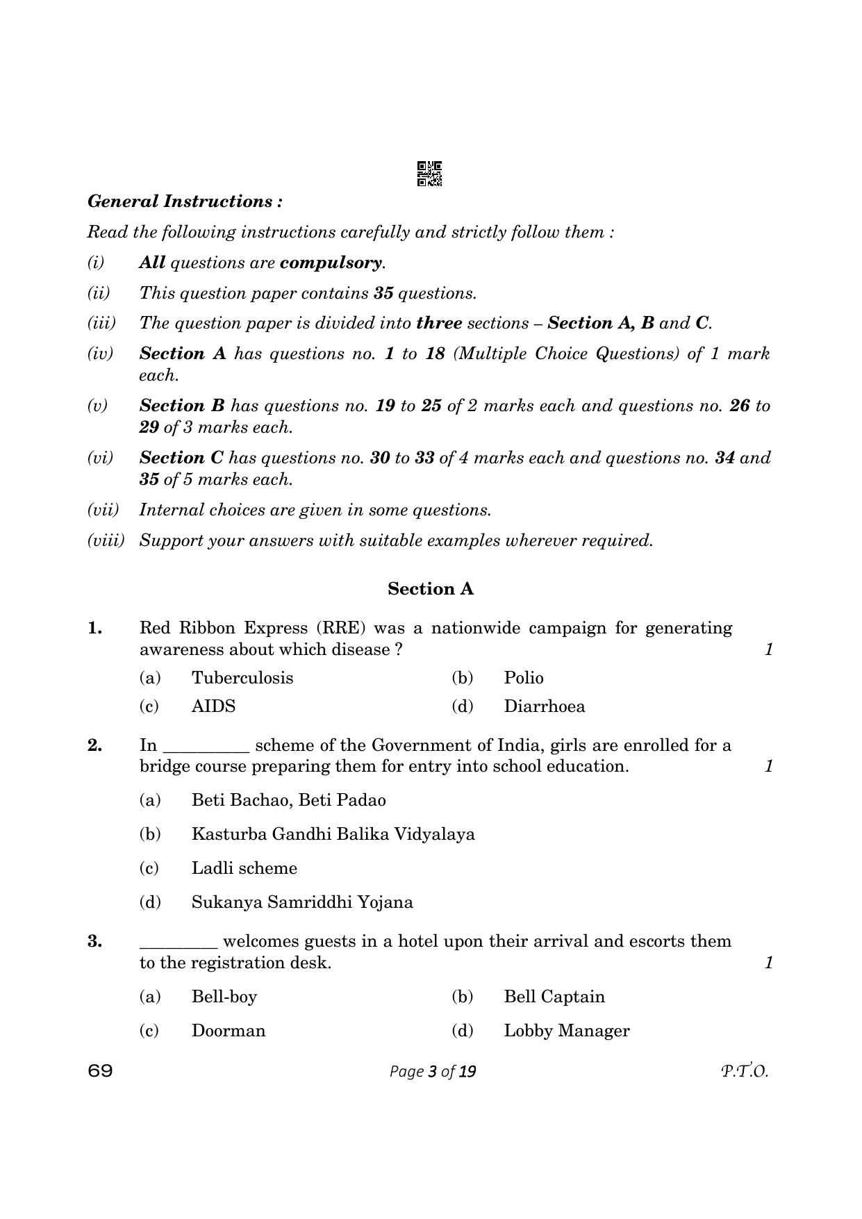 CBSE Class 12 Home Science (Compartment) 2023 Question Paper - Page 3