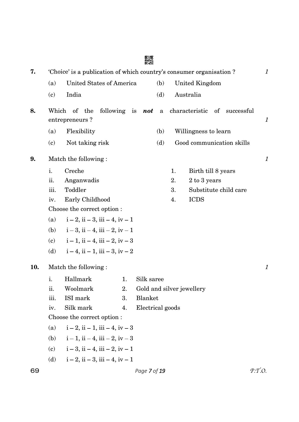 CBSE Class 12 Home Science (Compartment) 2023 Question Paper - Page 7