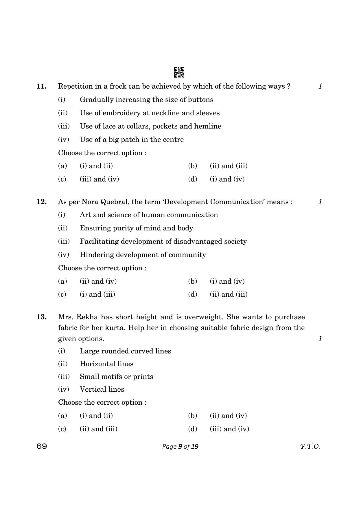 CBSE Class 12 Home Science (Compartment) 2023 Question Paper - Page 9