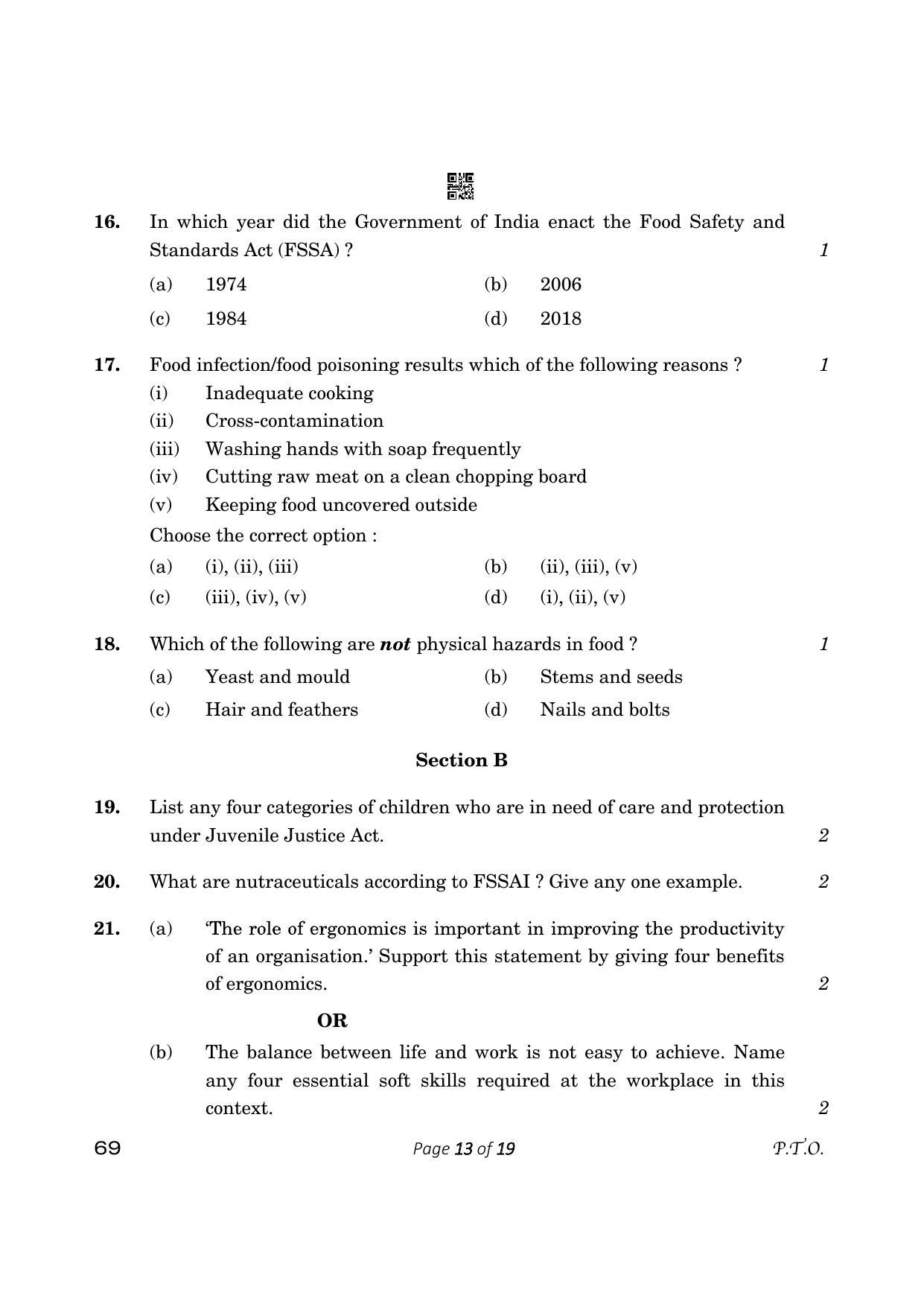 CBSE Class 12 Home Science (Compartment) 2023 Question Paper - Page 13