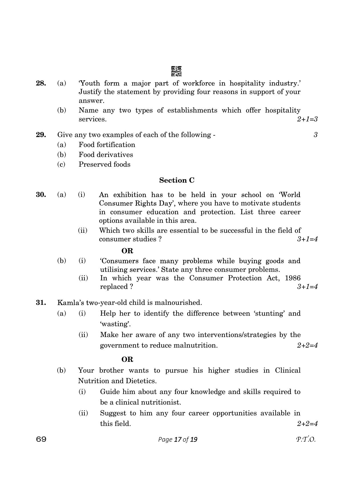 CBSE Class 12 Home Science (Compartment) 2023 Question Paper - Page 17