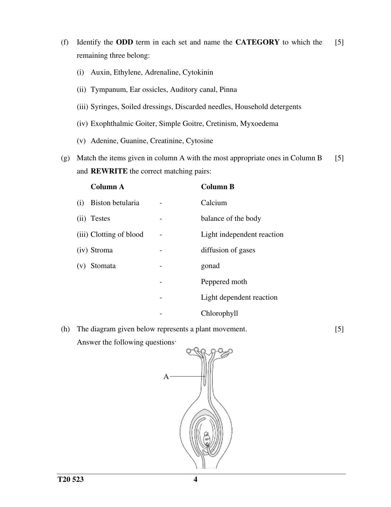 ICSE Class 10 Science Paper 3 (Biology) 2020 Question Paper - Page 4
