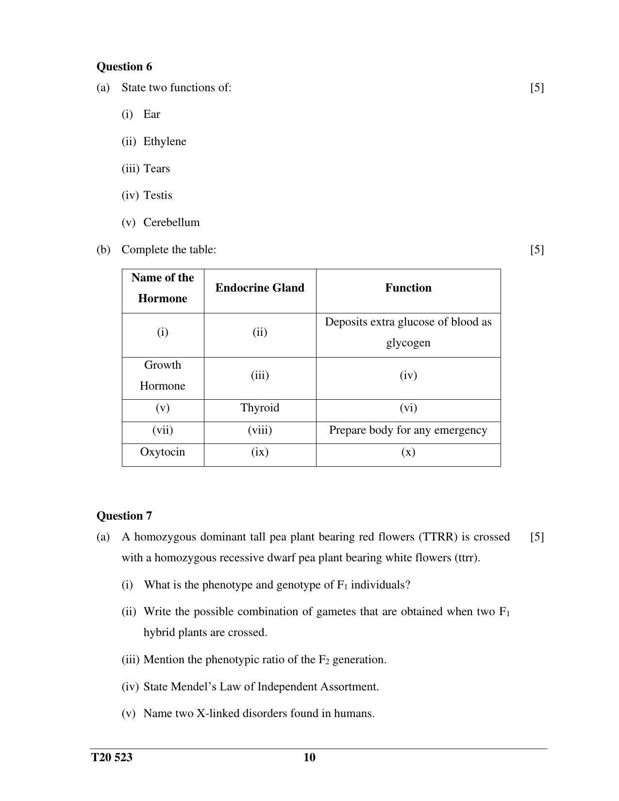 ICSE Class 10 Science Paper 3 (Biology) 2020 Question Paper - Page 10