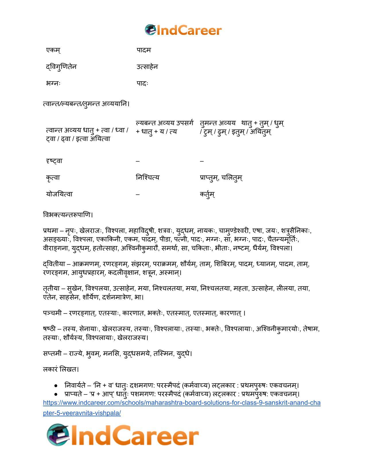Maharashtra Board Solutions for Class 9- Sanskrit Anand: Chapter 5- वीरवनिता विश्पला - Page 16