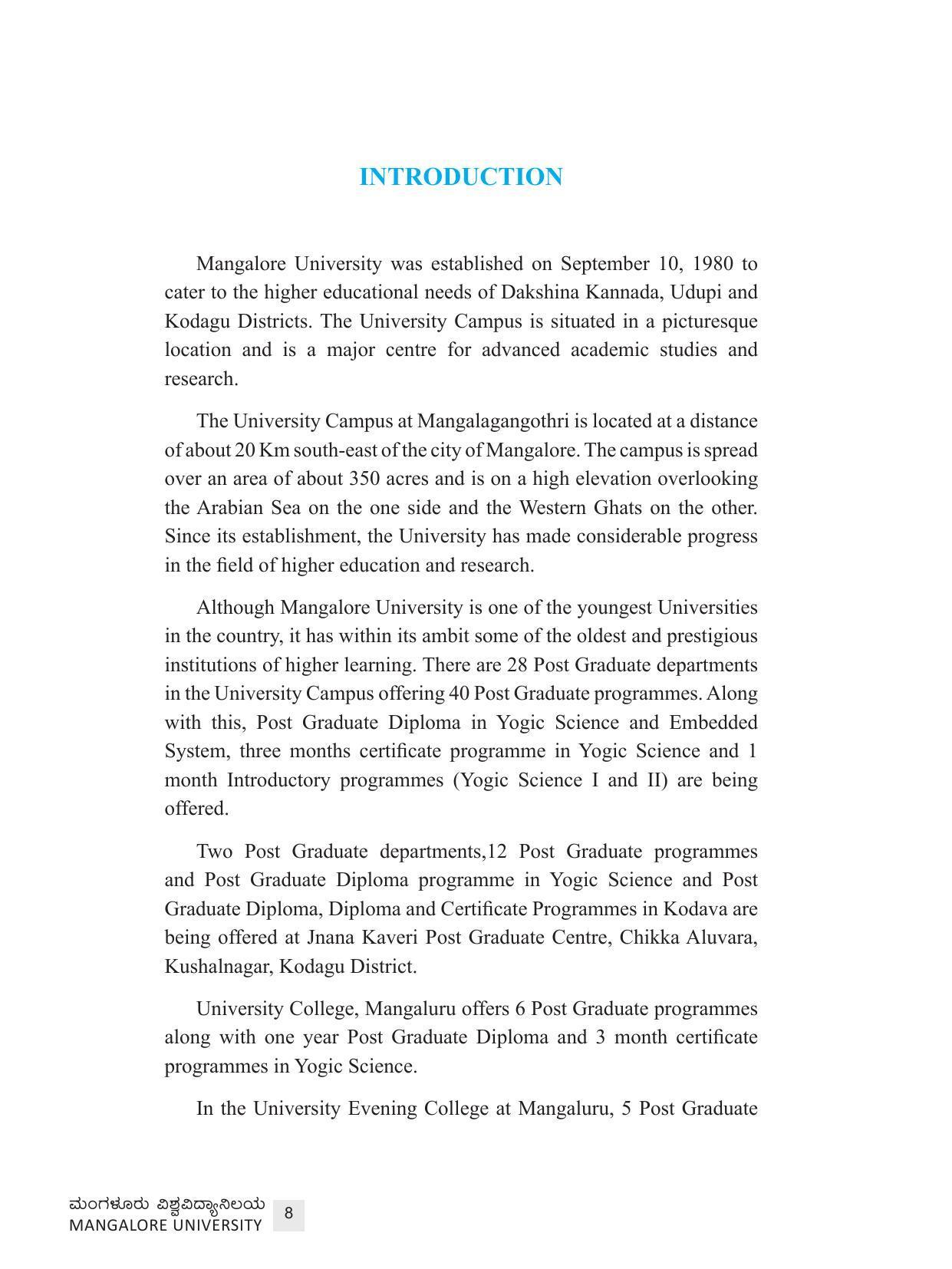 Mangalore University, Mangalore 2021-22 (Prospectus) - Page 8