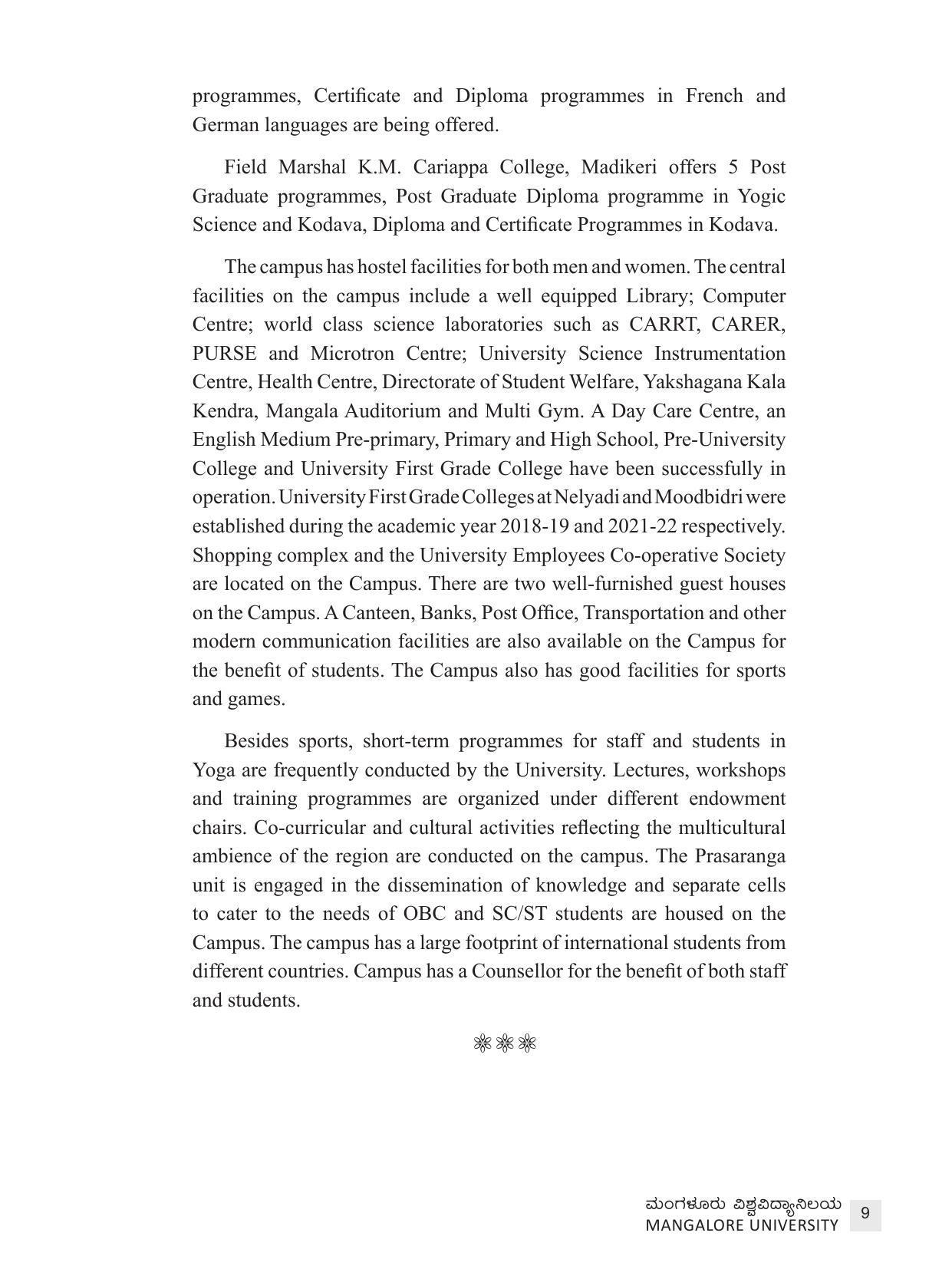 Mangalore University, Mangalore 2021-22 (Prospectus) - Page 9
