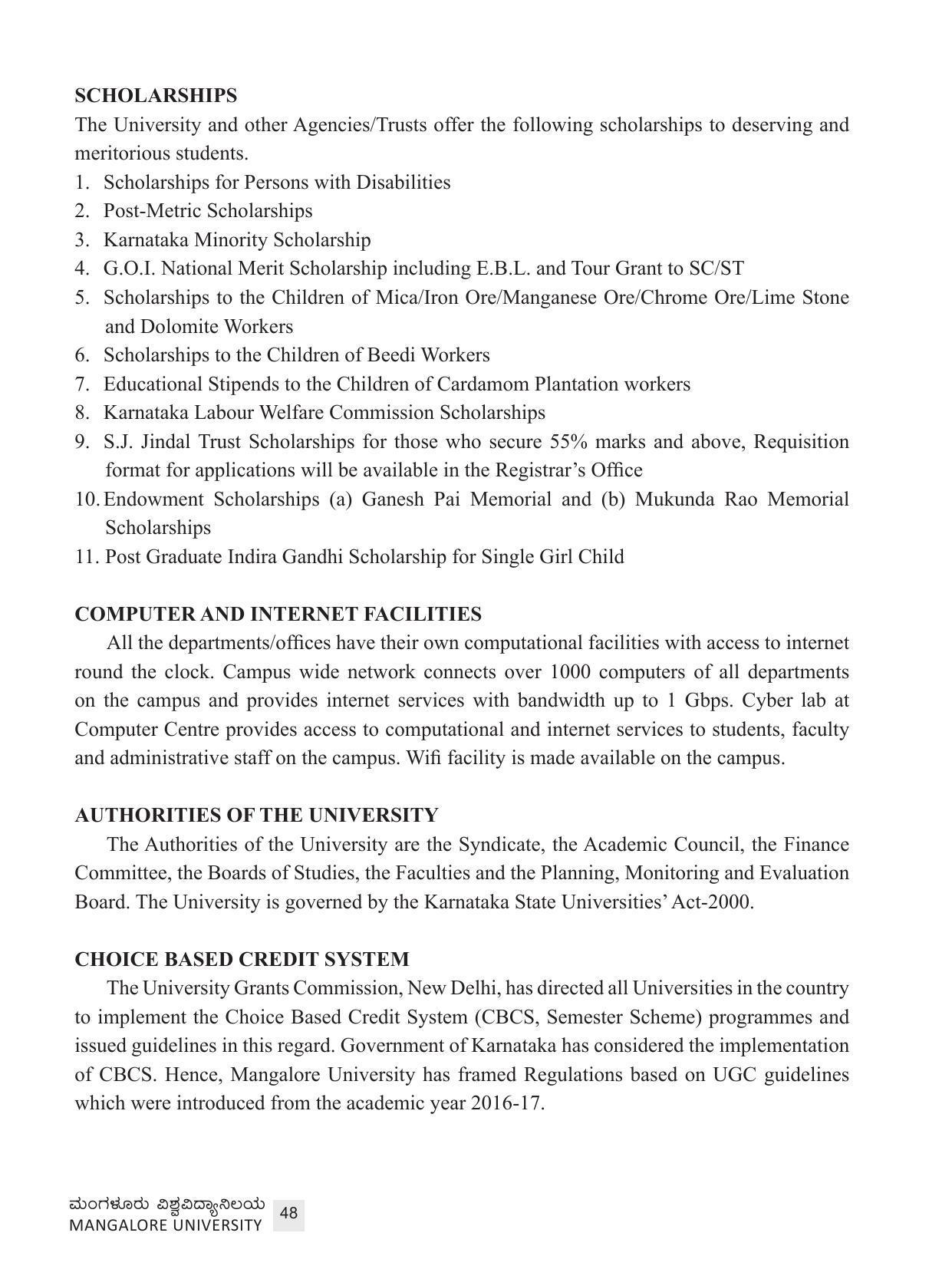 Mangalore University, Mangalore 2021-22 (Prospectus) - Page 48