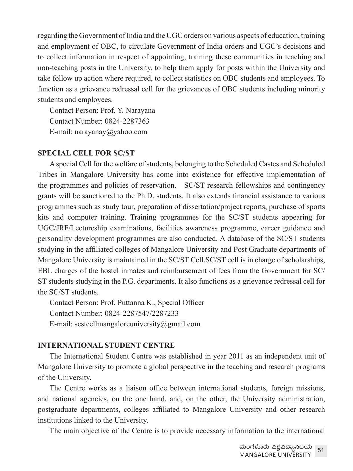 Mangalore University, Mangalore 2021-22 (Prospectus) - Page 51
