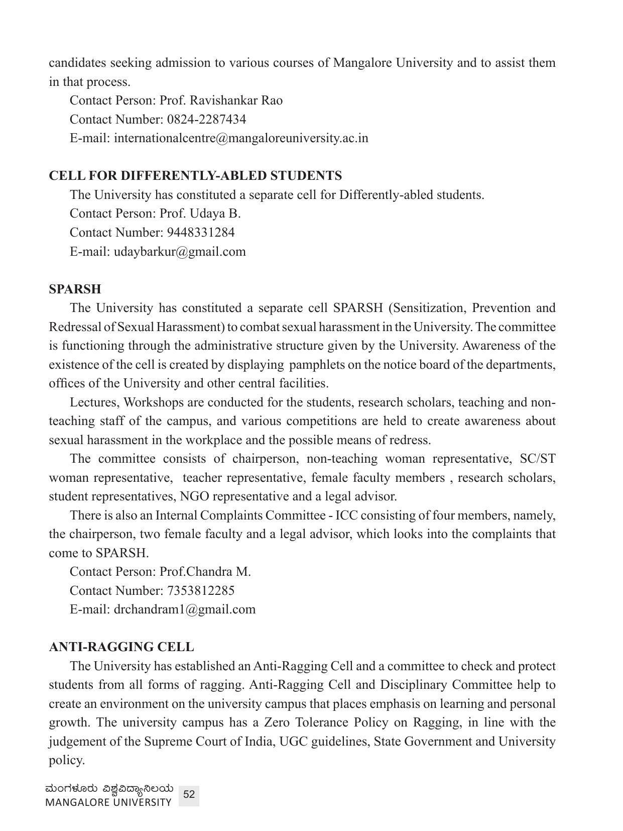 Mangalore University, Mangalore 2021-22 (Prospectus) - Page 52