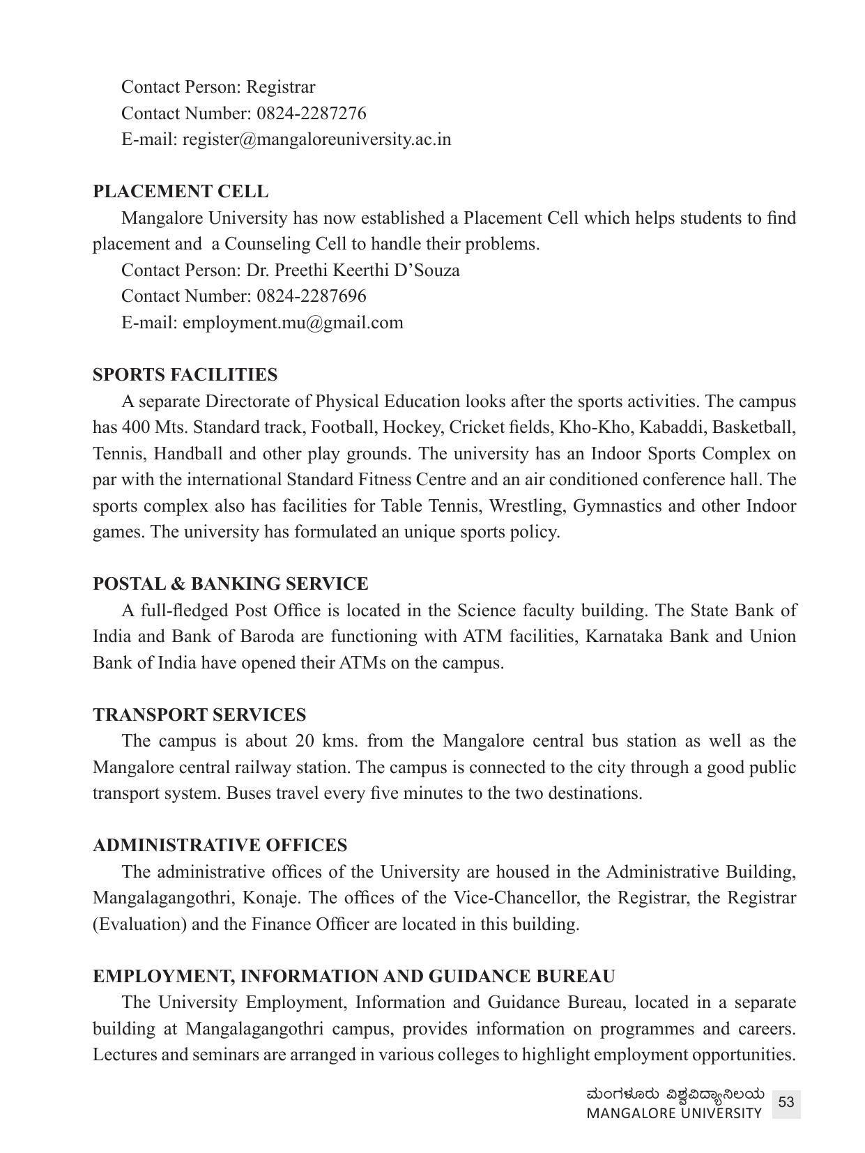 Mangalore University, Mangalore 2021-22 (Prospectus) - Page 53
