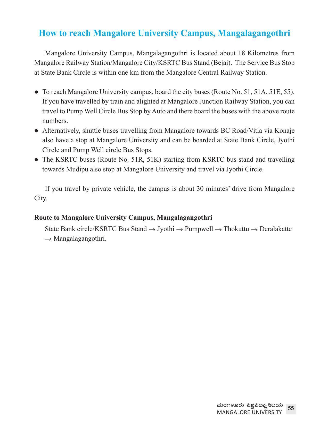 Mangalore University, Mangalore 2021-22 (Prospectus) - Page 55