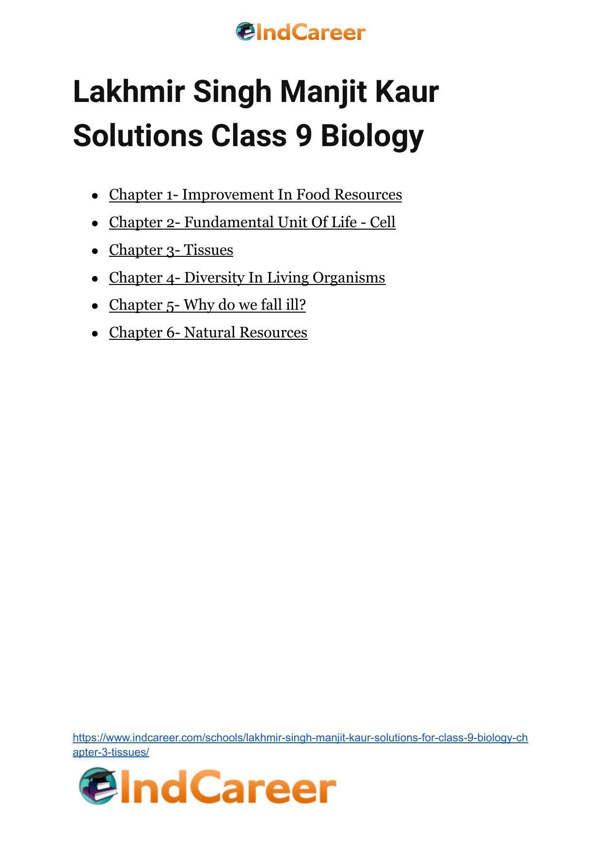 Lakhmir Singh Manjit Kaur Solutions for Class 9 Biology: Chapter 3- Tissues - Page 10