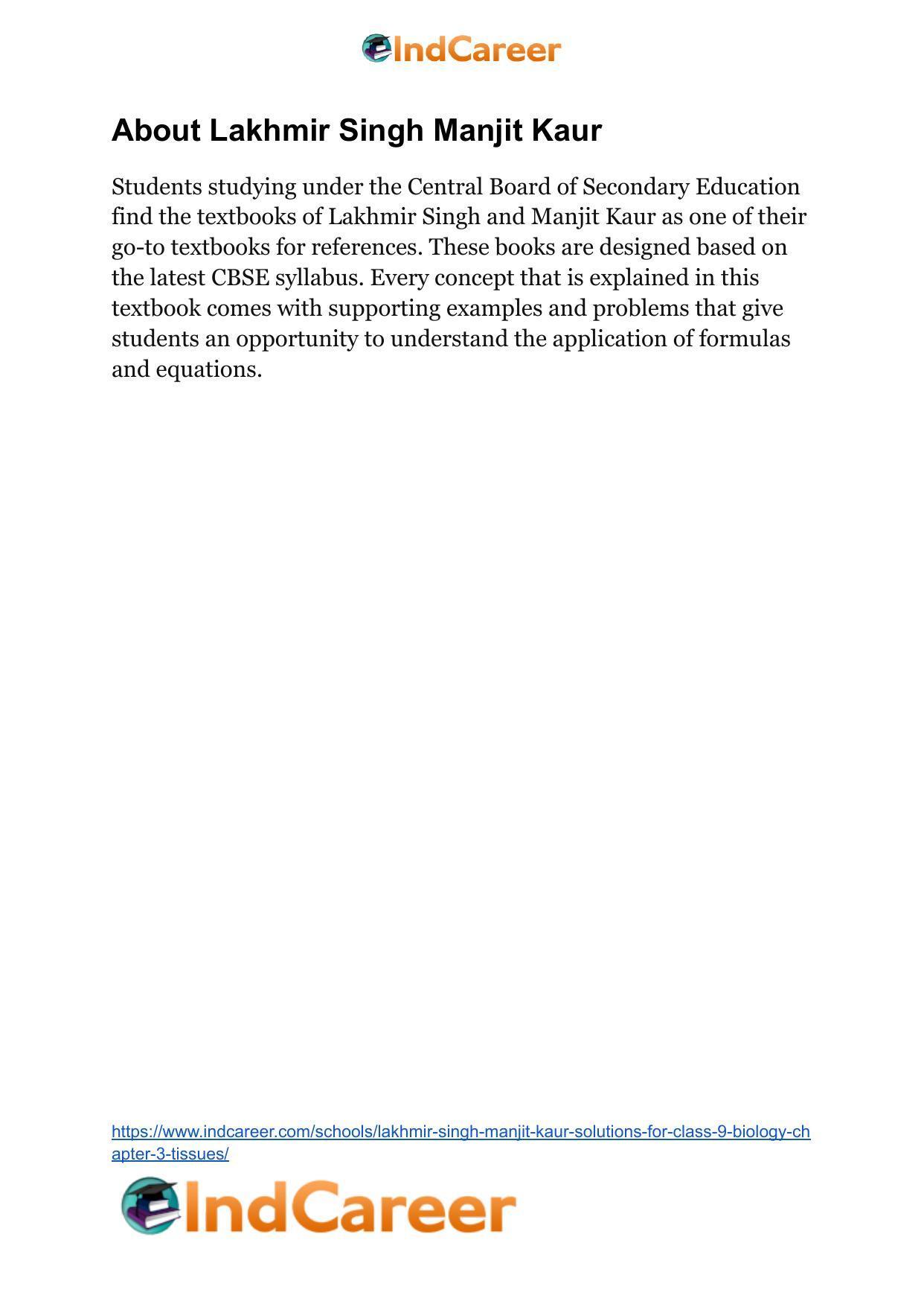 Lakhmir Singh Manjit Kaur Solutions for Class 9 Biology: Chapter 3- Tissues - Page 11