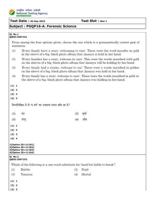 CUET (PG) 2022: PGQP-16 A. Forensic Science (04-09-2022) Question Paper