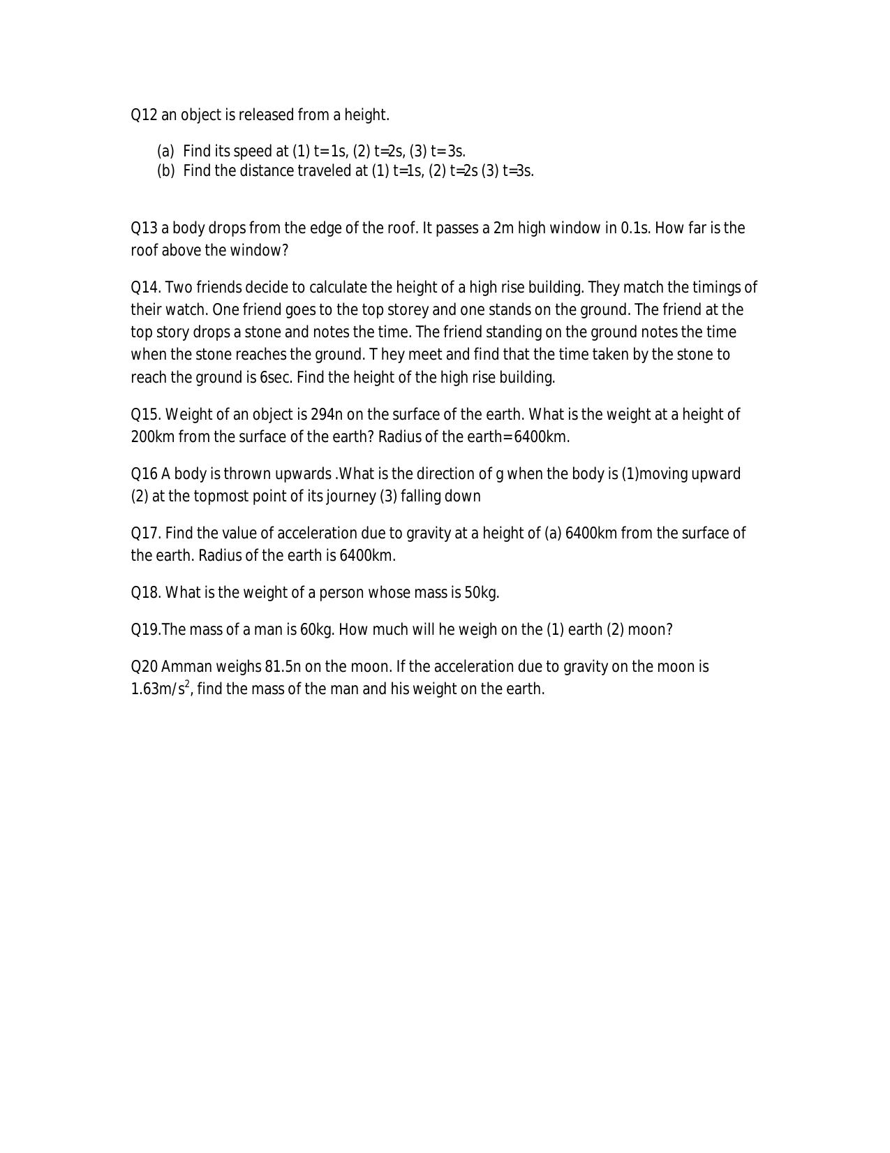 CBSE Worksheets for Class 9 Physics Gravitation Assignment 2 - Page 2