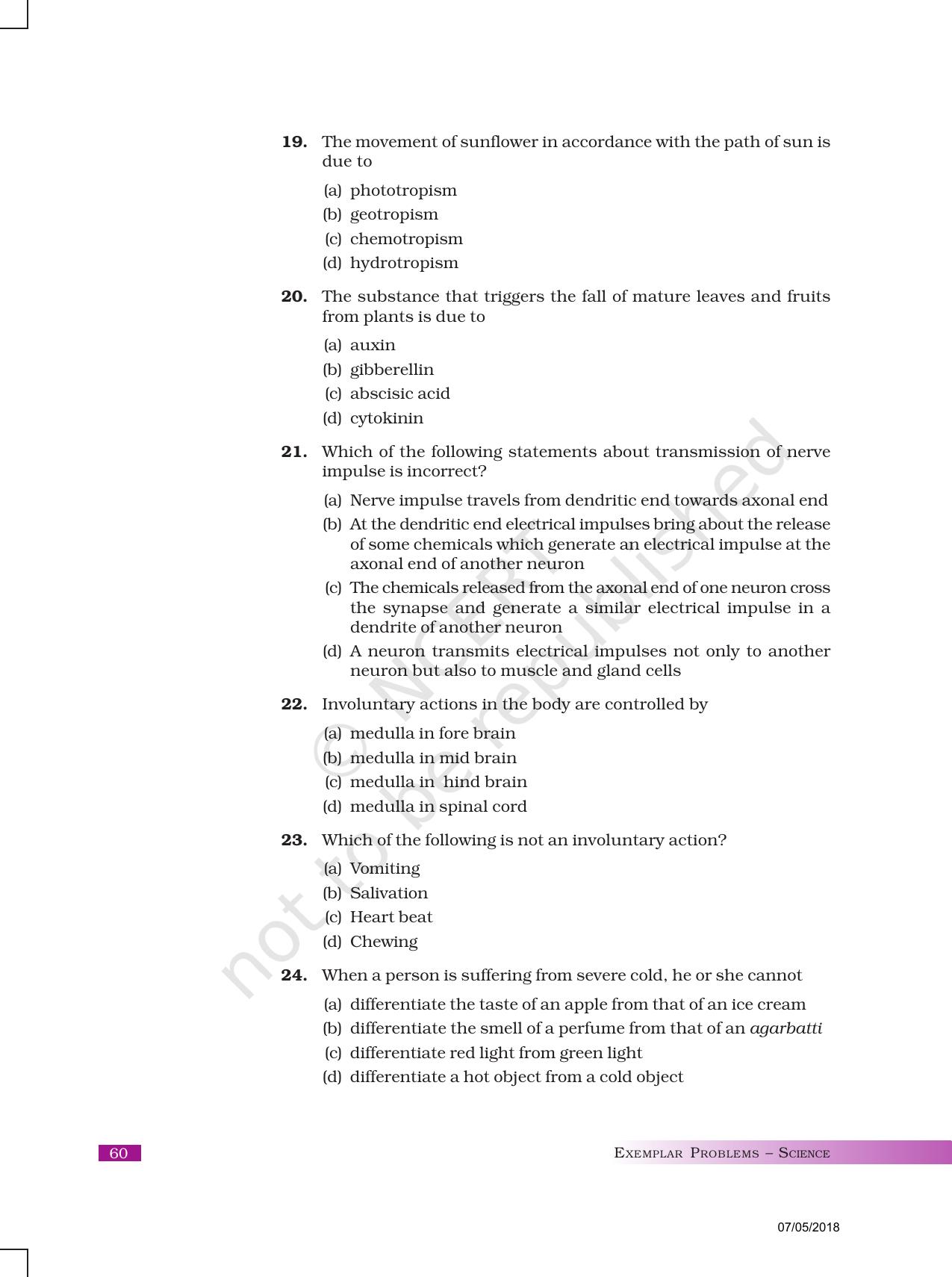 NCERT Exemplar Book for Class 10 Science: Chapter 7 Control and Coordination - Page 4