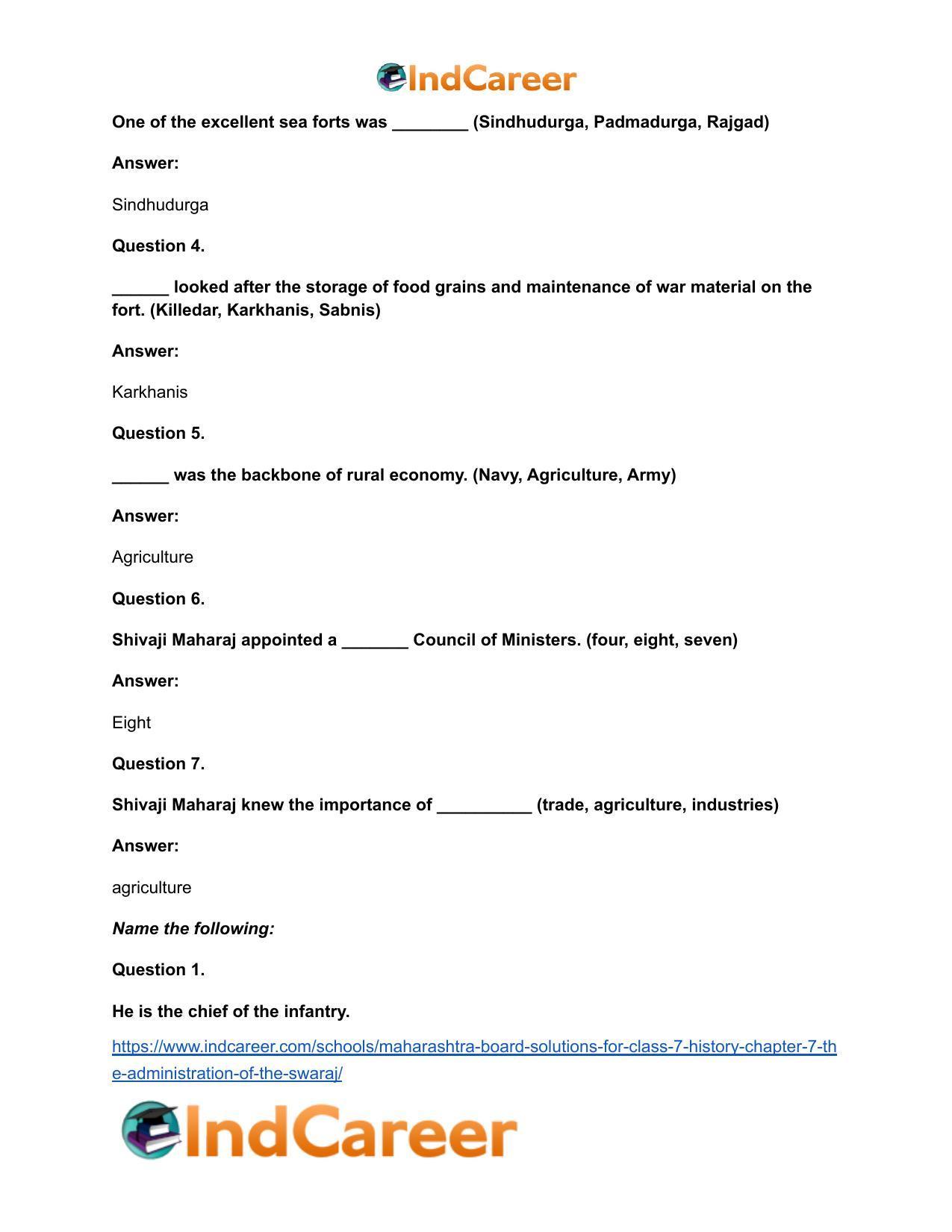 Maharashtra Board Solutions for Class 7- History: Chapter 7- The Administration of the Swaraj - Page 6