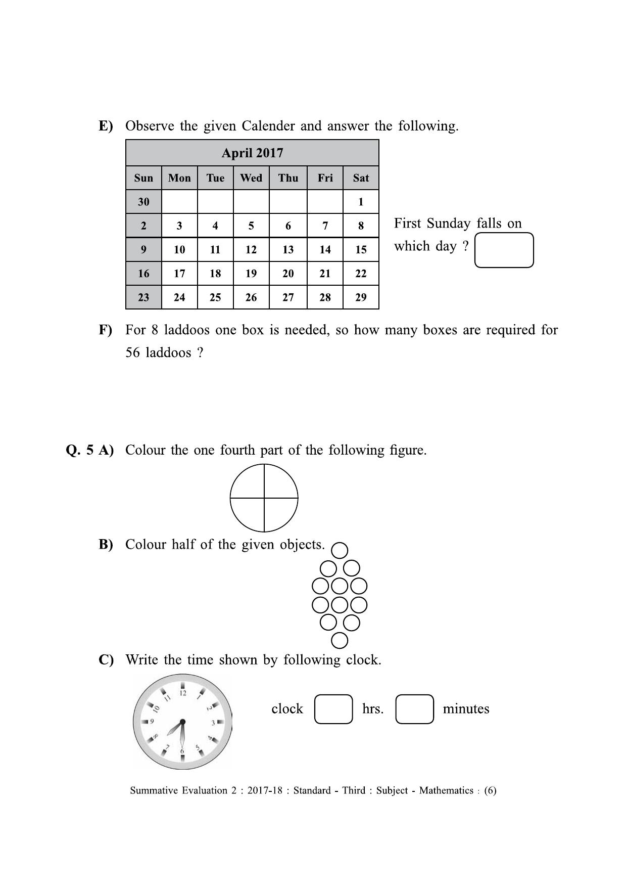 Maharashtra Board Class 3 Maths - English Medium (गणित - इंग्रजी माध्यम) Sample Question Paper - Page 6
