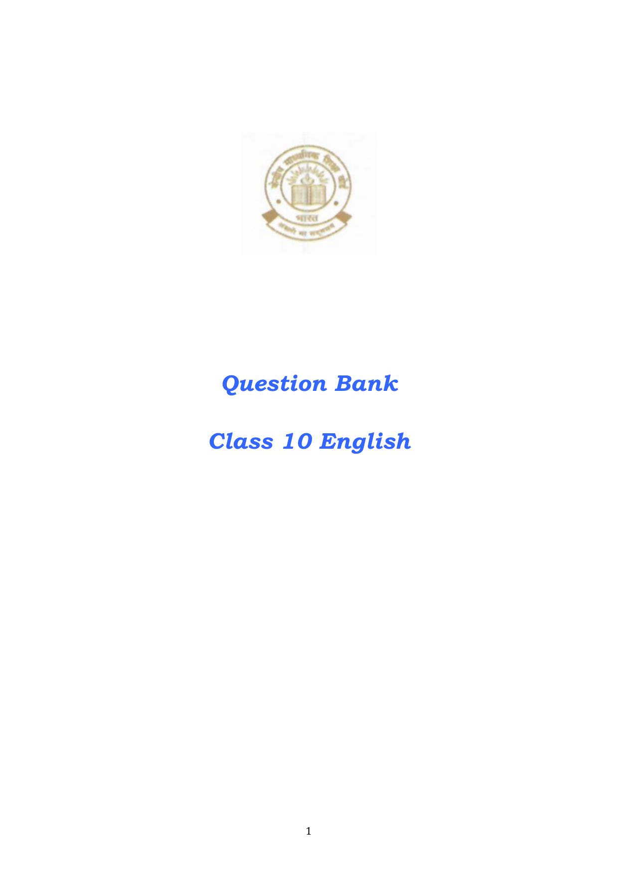 CBSE Class 10 English Question Bank - Page 1