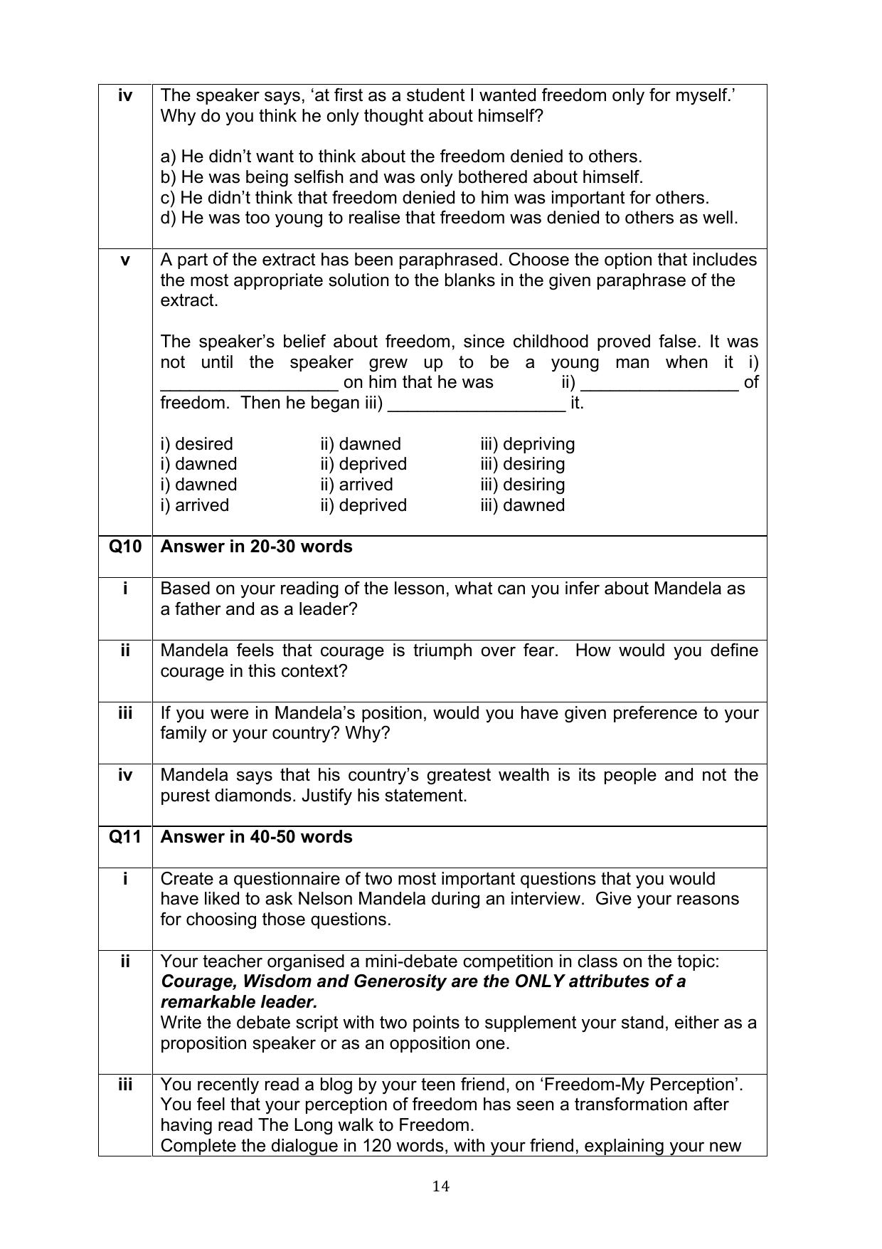 CBSE Class 10 English Question Bank - Page 14