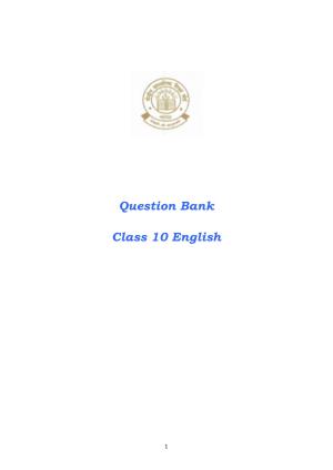 CBSE Class 10 English Question Bank