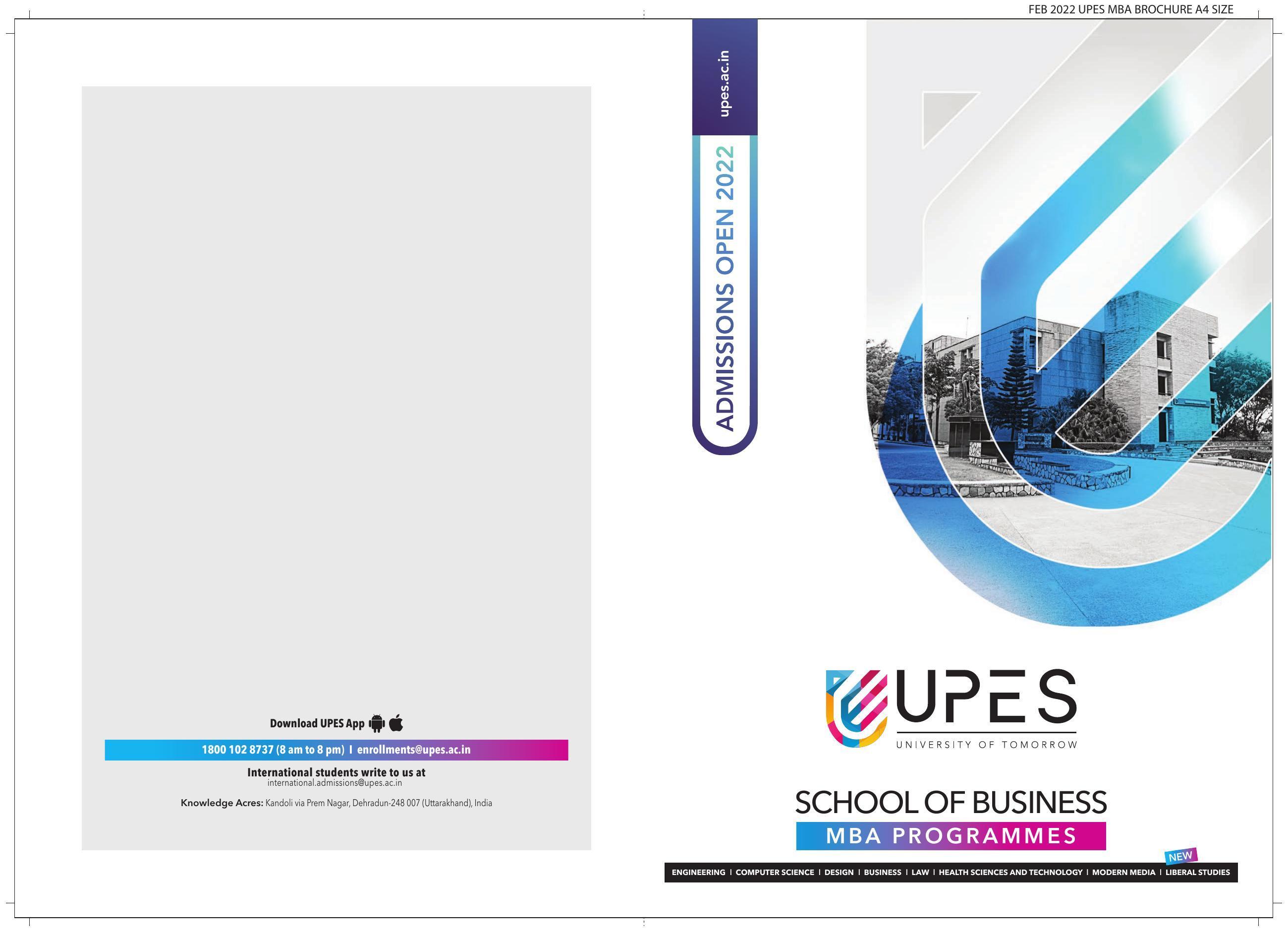 University of Petroleum and Energy Studies (UPES), Dehradun MBA Prospectus 2022 - Page 16
