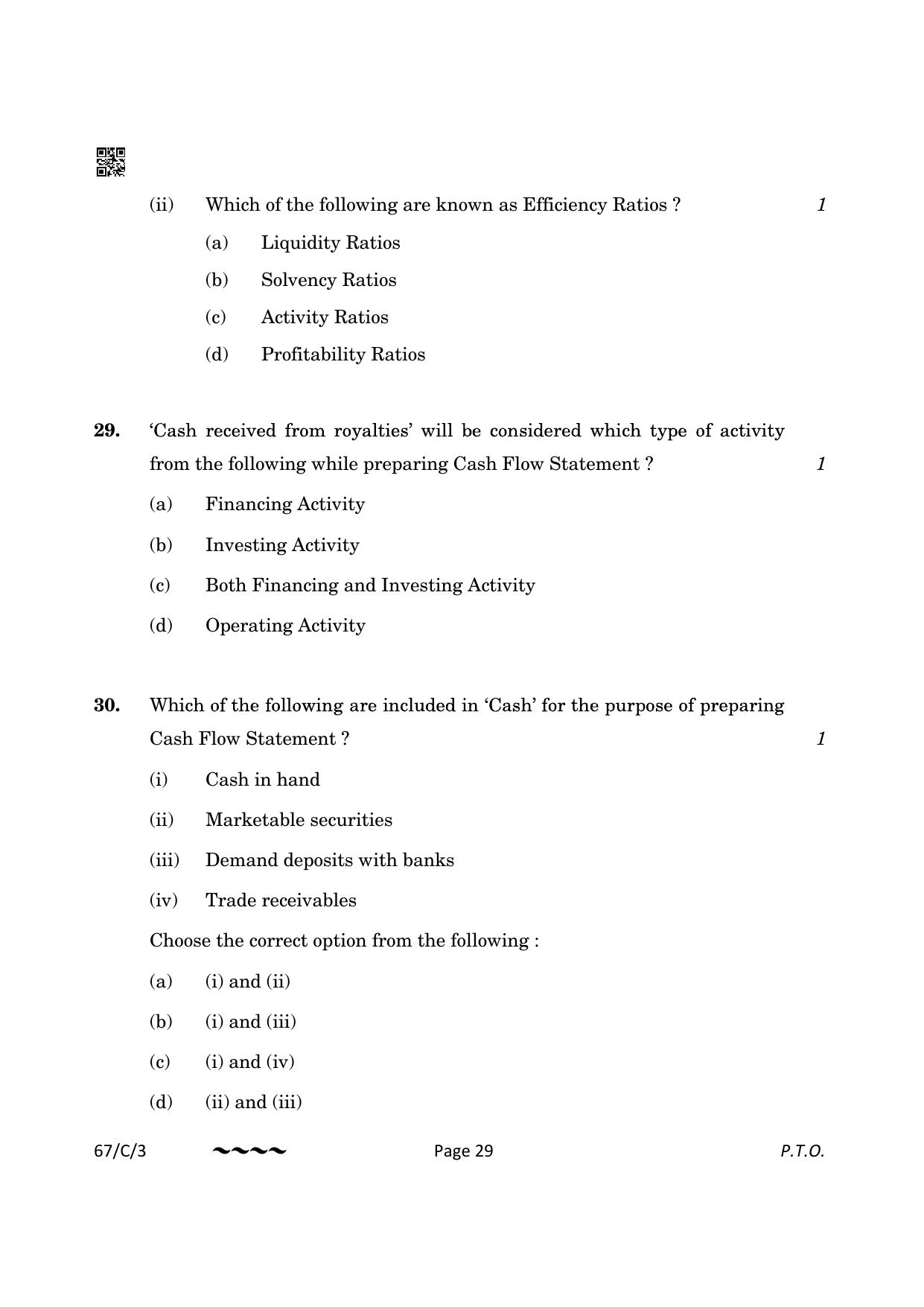 CBSE Class 12 67-1-3 Accountancy 2023 (Compartment) Question Paper - Page 29