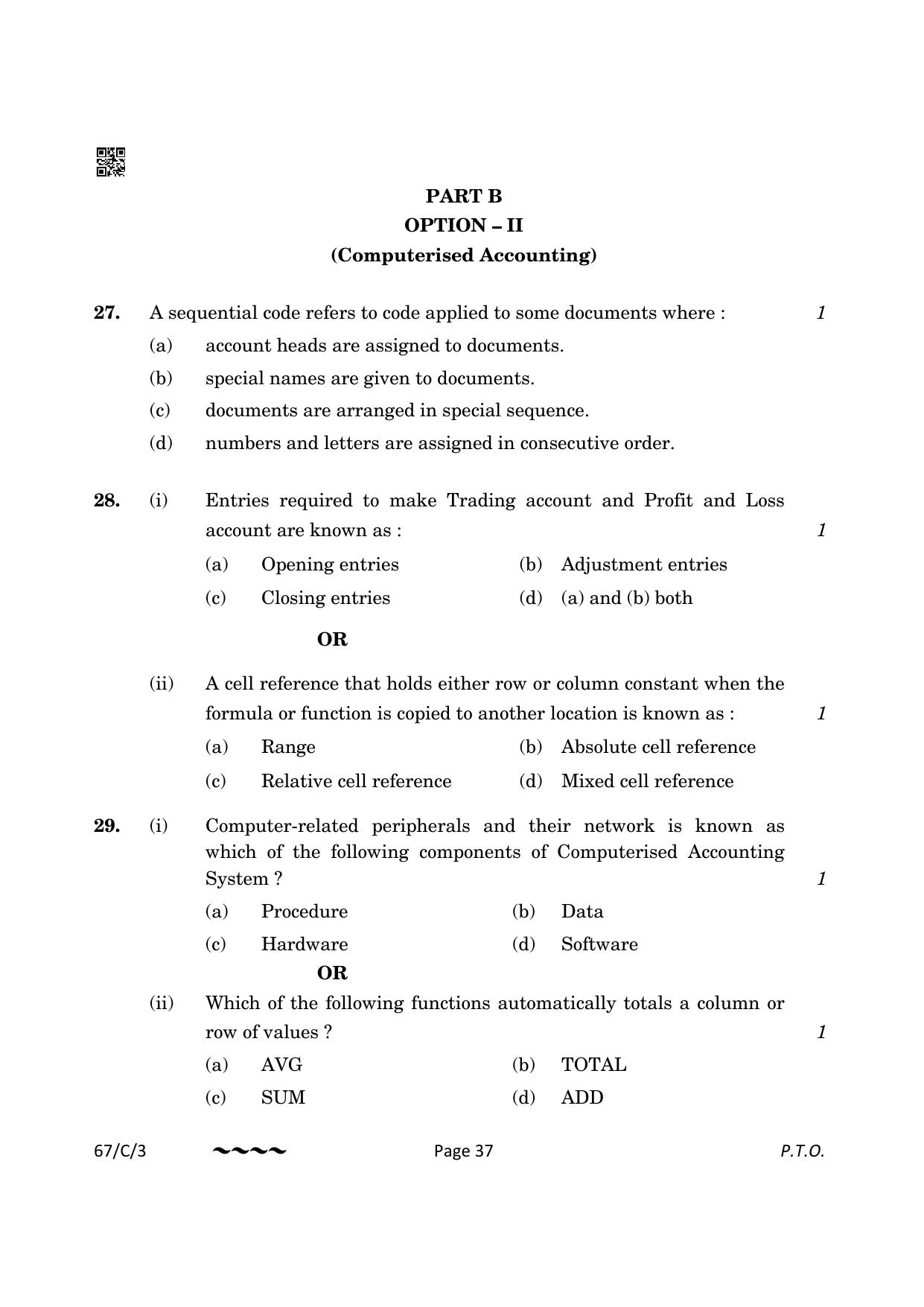 CBSE Class 12 67-1-3 Accountancy 2023 (Compartment) Question Paper - Page 37