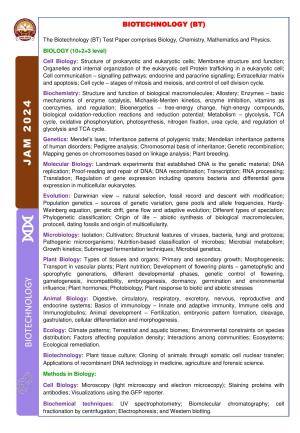 IIT JAM Biotechnology Syllabus