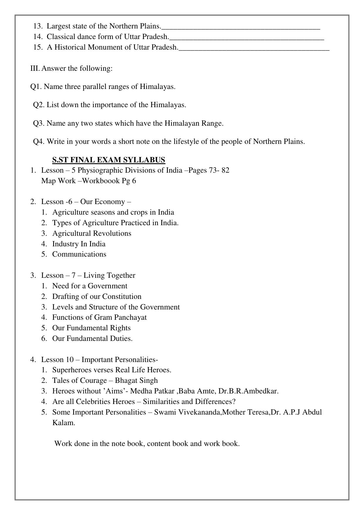 Worksheet for Class 4 Social Science Assignment 3 - Page 2