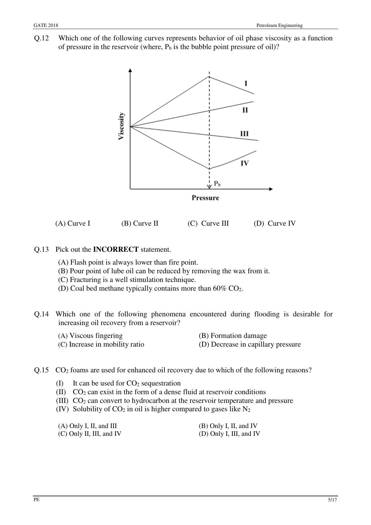 GATE 2018 Petroleum Engineering (PE) Question Paper with Answer Key - Page 7