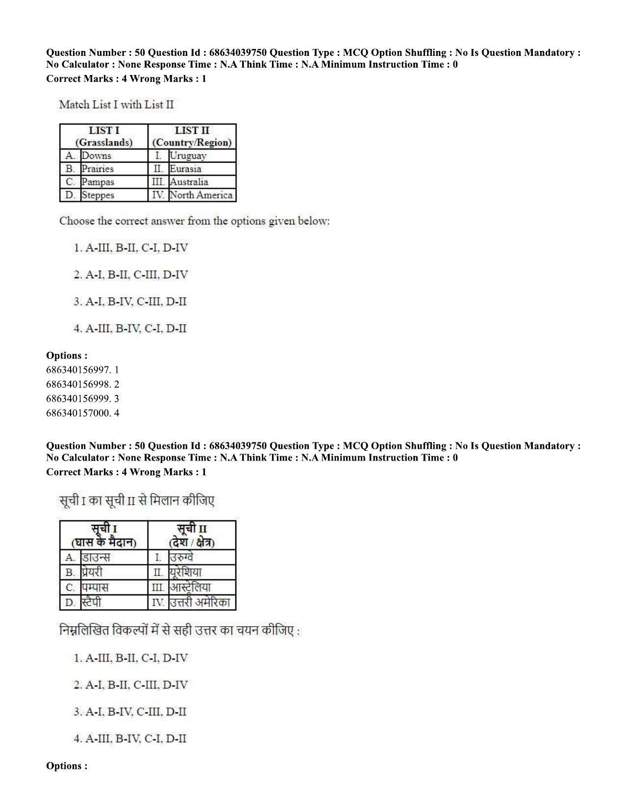 CUET PG 2023: HUQP08 – Geography (Hin) - Shift 3 (25-06-2023) Question Paper - Page 49