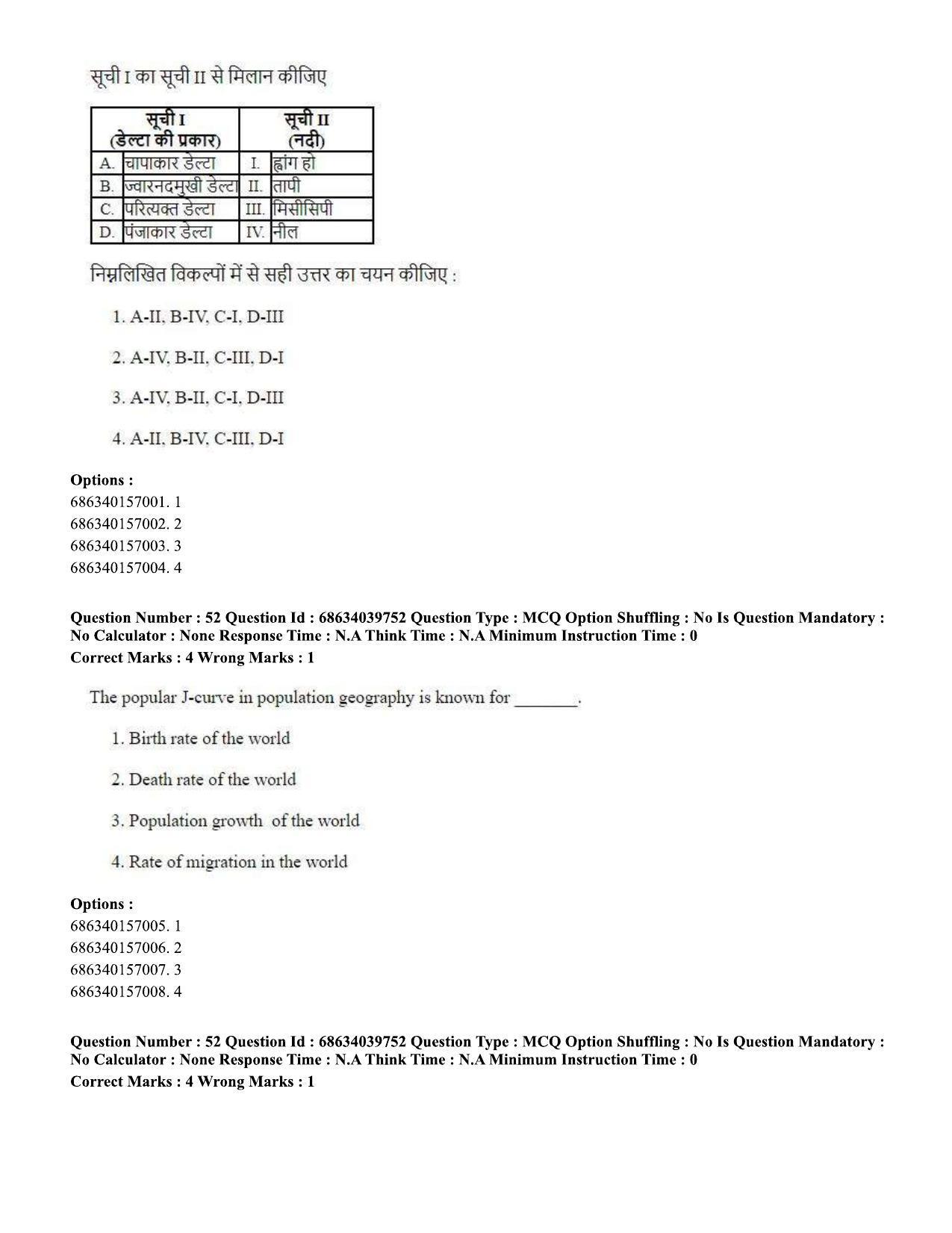 CUET PG 2023: HUQP08 – Geography (Hin) - Shift 3 (25-06-2023) Question Paper - Page 51