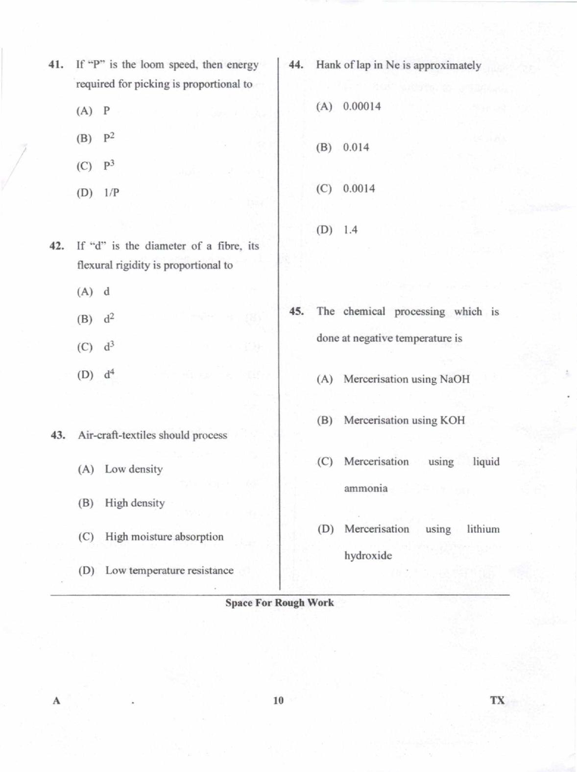 Karnataka PGCET 2018 Textile Technology Question Paper - Page 10