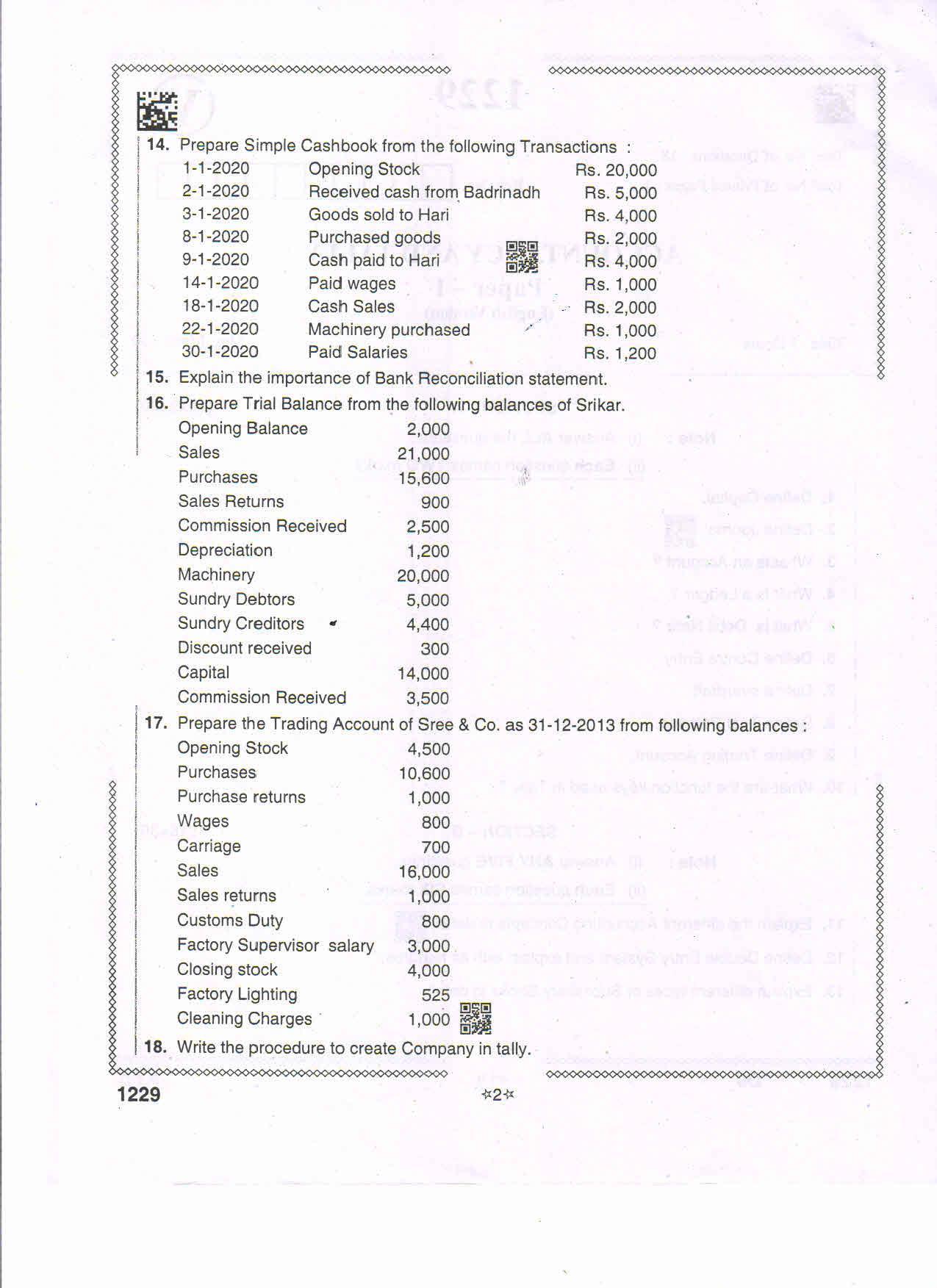 AP Intermediate 2nd Year Vocational Question Paper September-2021 Accountancy&Tally-I - Page 2