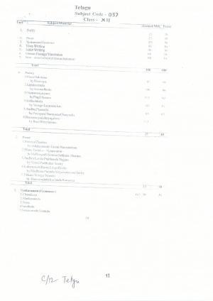 CGBSE Class 12th Syllabus 2021-2022 - Telugu