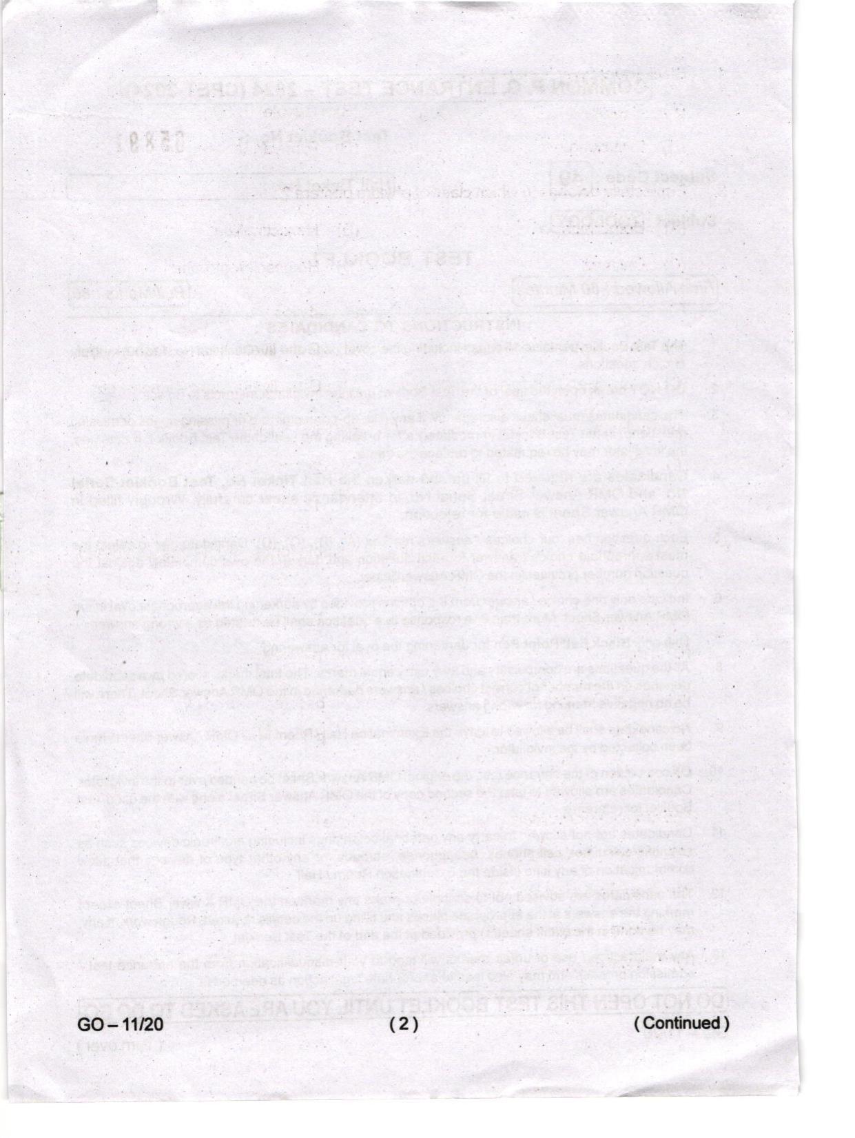 Odisha CPET 2024 ZOOLOGY Question Papers - Page 2