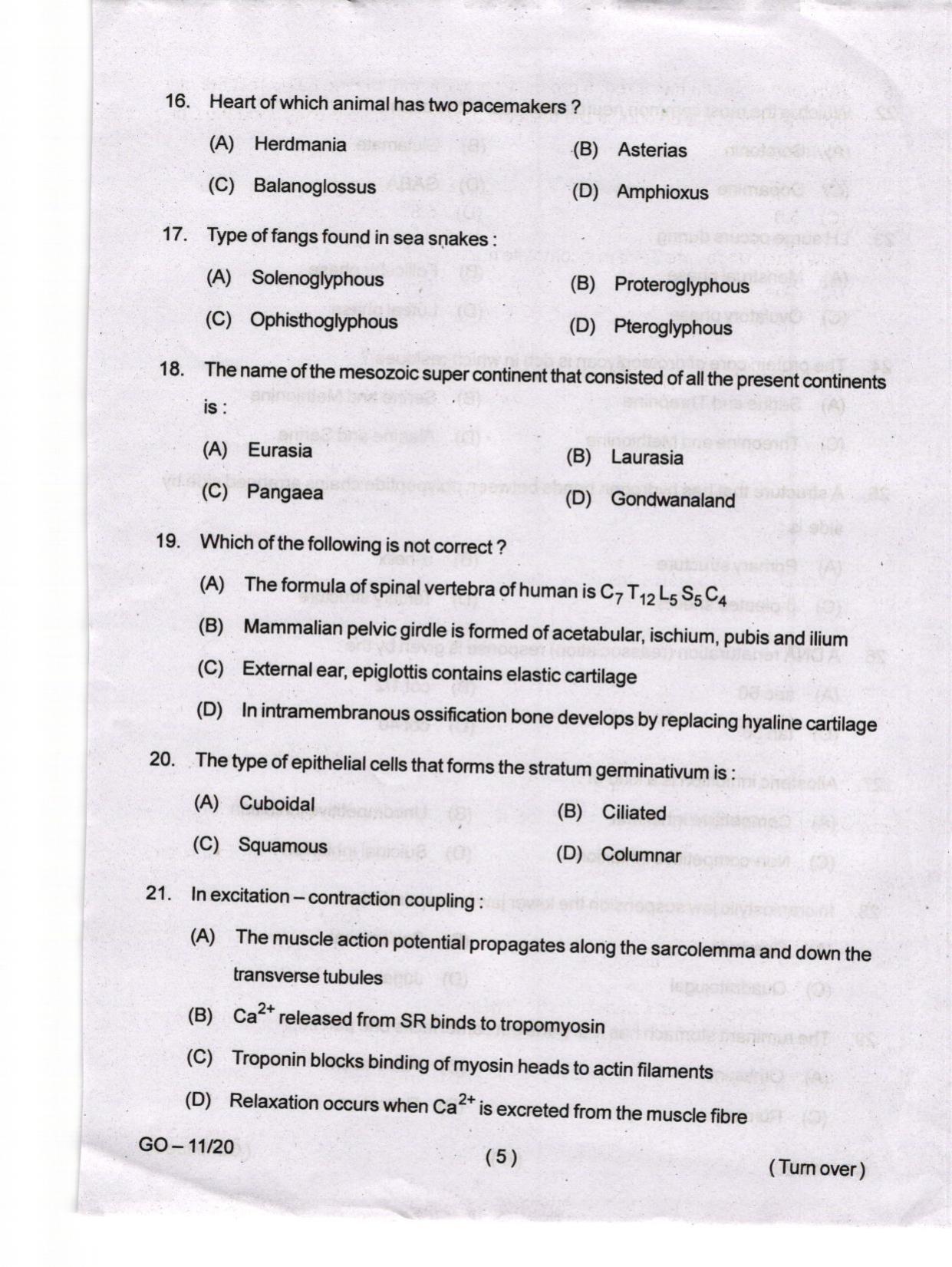 Odisha CPET 2024 ZOOLOGY Question Papers - Page 5