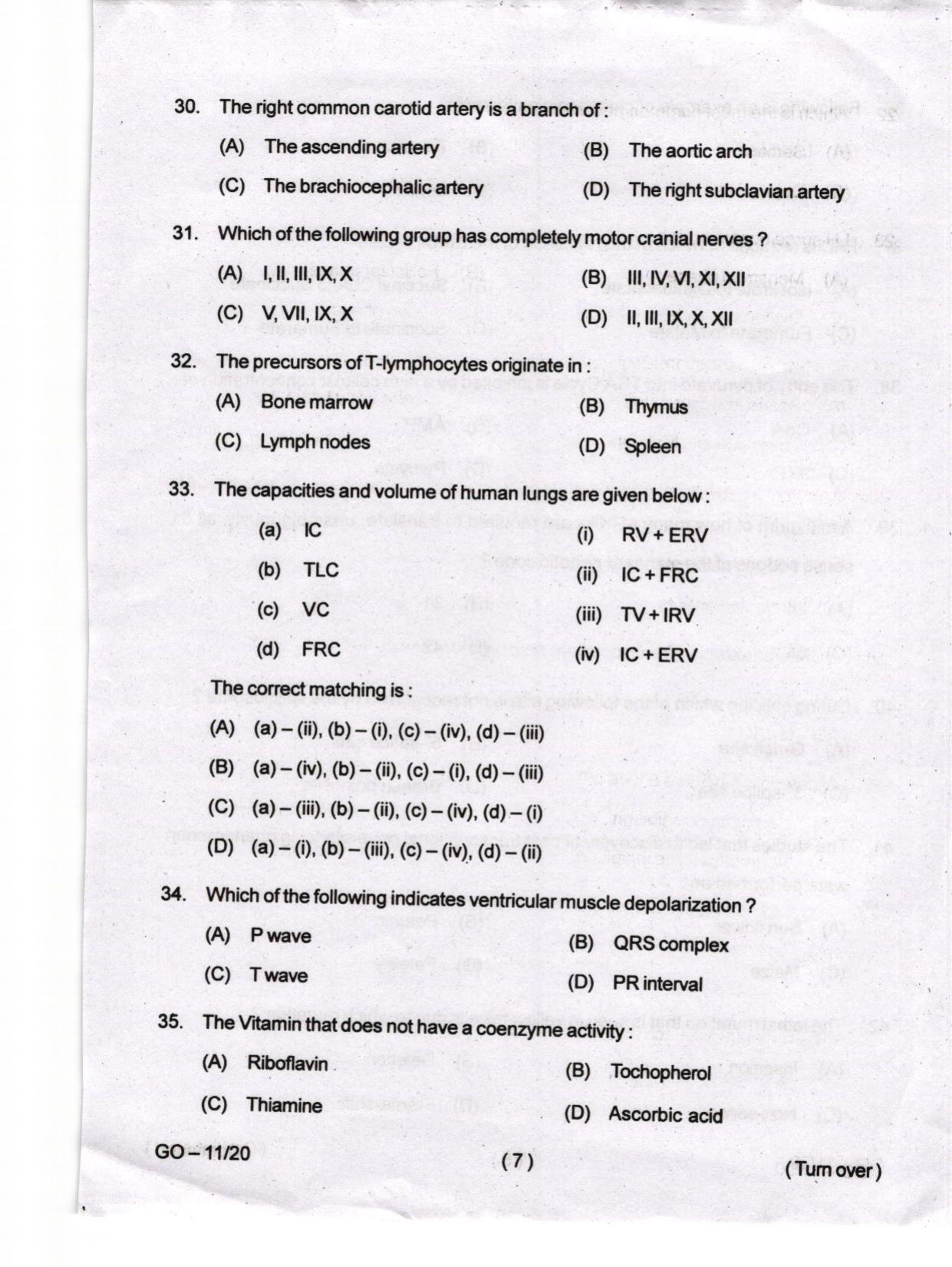 Odisha CPET 2024 ZOOLOGY Question Papers - Page 7