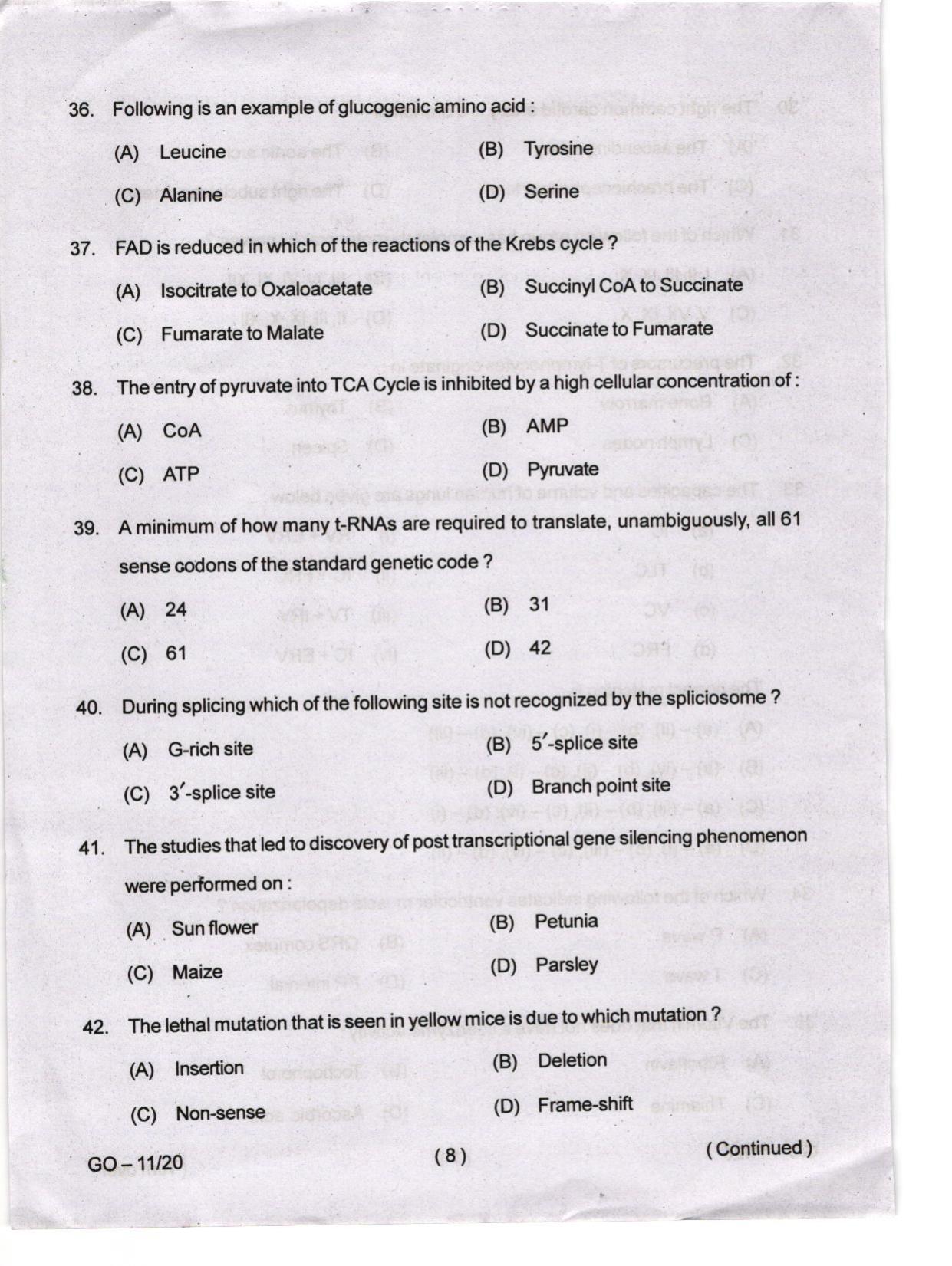 Odisha CPET 2024 ZOOLOGY Question Papers - Page 8