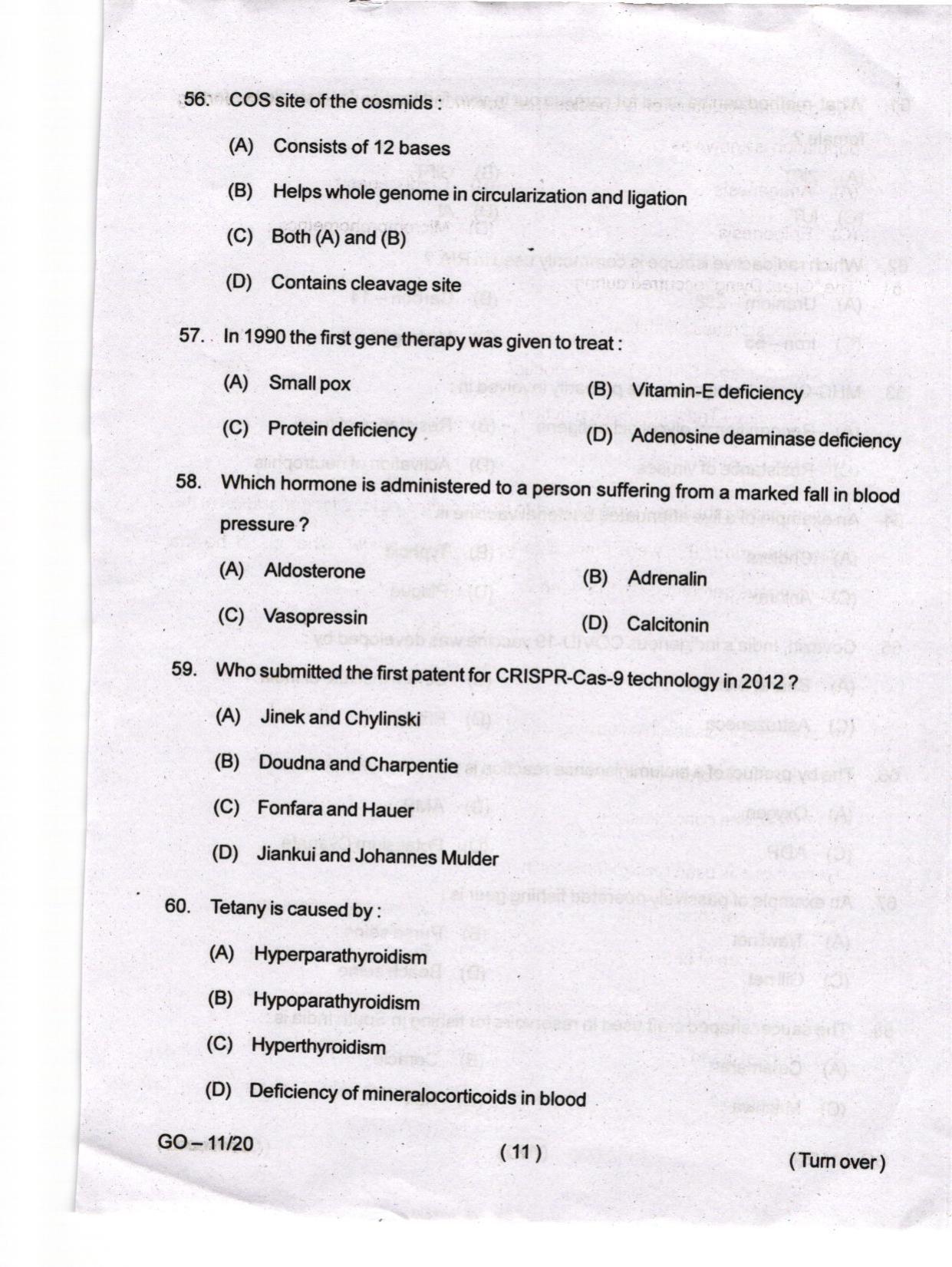 Odisha CPET 2024 ZOOLOGY Question Papers - Page 11