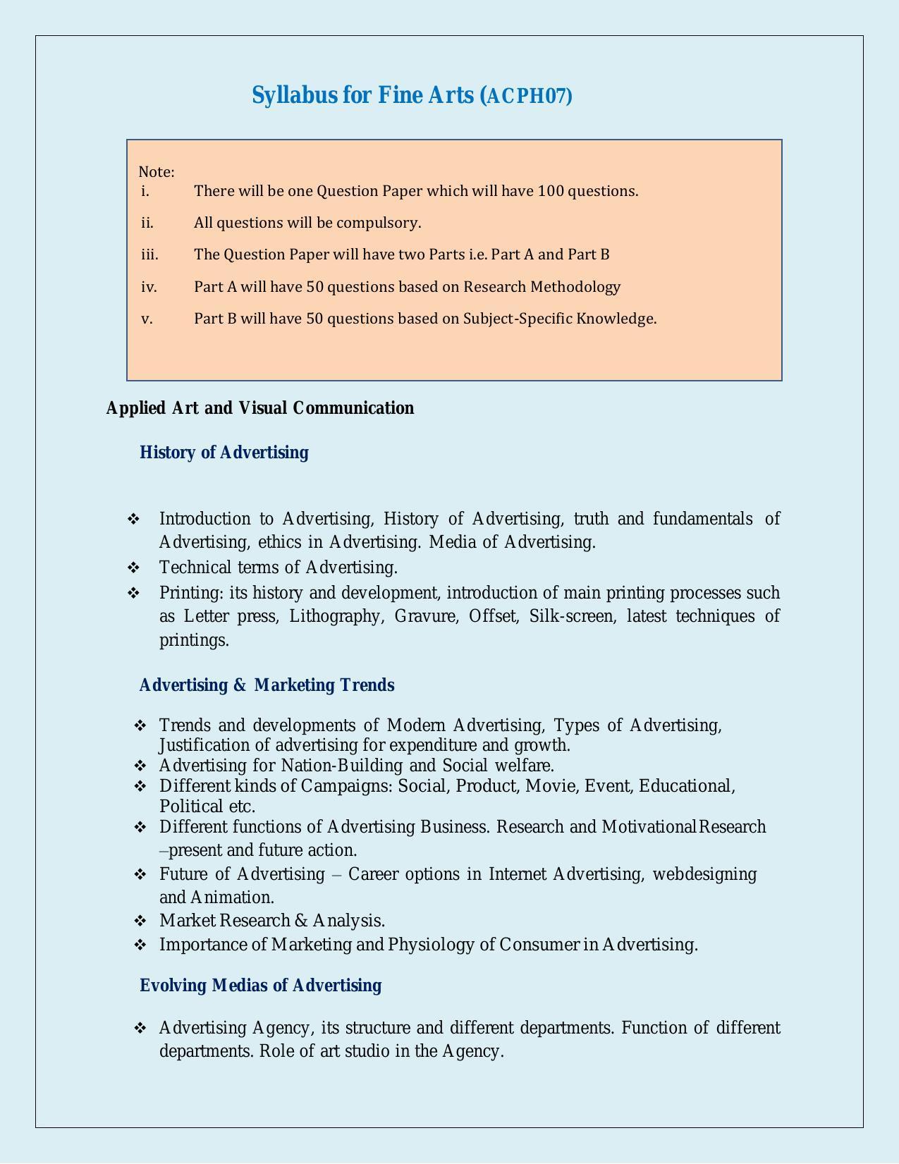 NTA PhD Entrance Exam Fine Arts Syllabus - Page 1