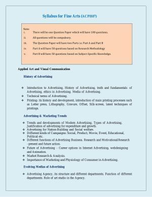 NTA PhD Entrance Exam Fine Arts Syllabus