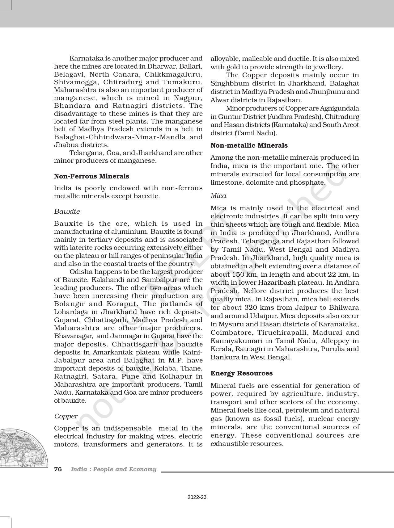 NCERT Book for Class 12 Geography (Part-II) Chapter 7 Mineral and Energy Resources - Page 5