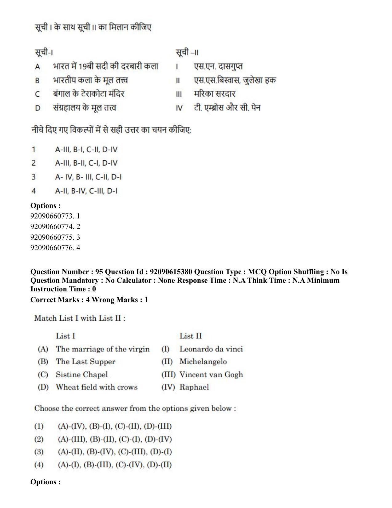 CUET PG 2023: HUQP13 – Museology(HINDI) - Shift 3 (12-06-2023) Question Paper - Page 96