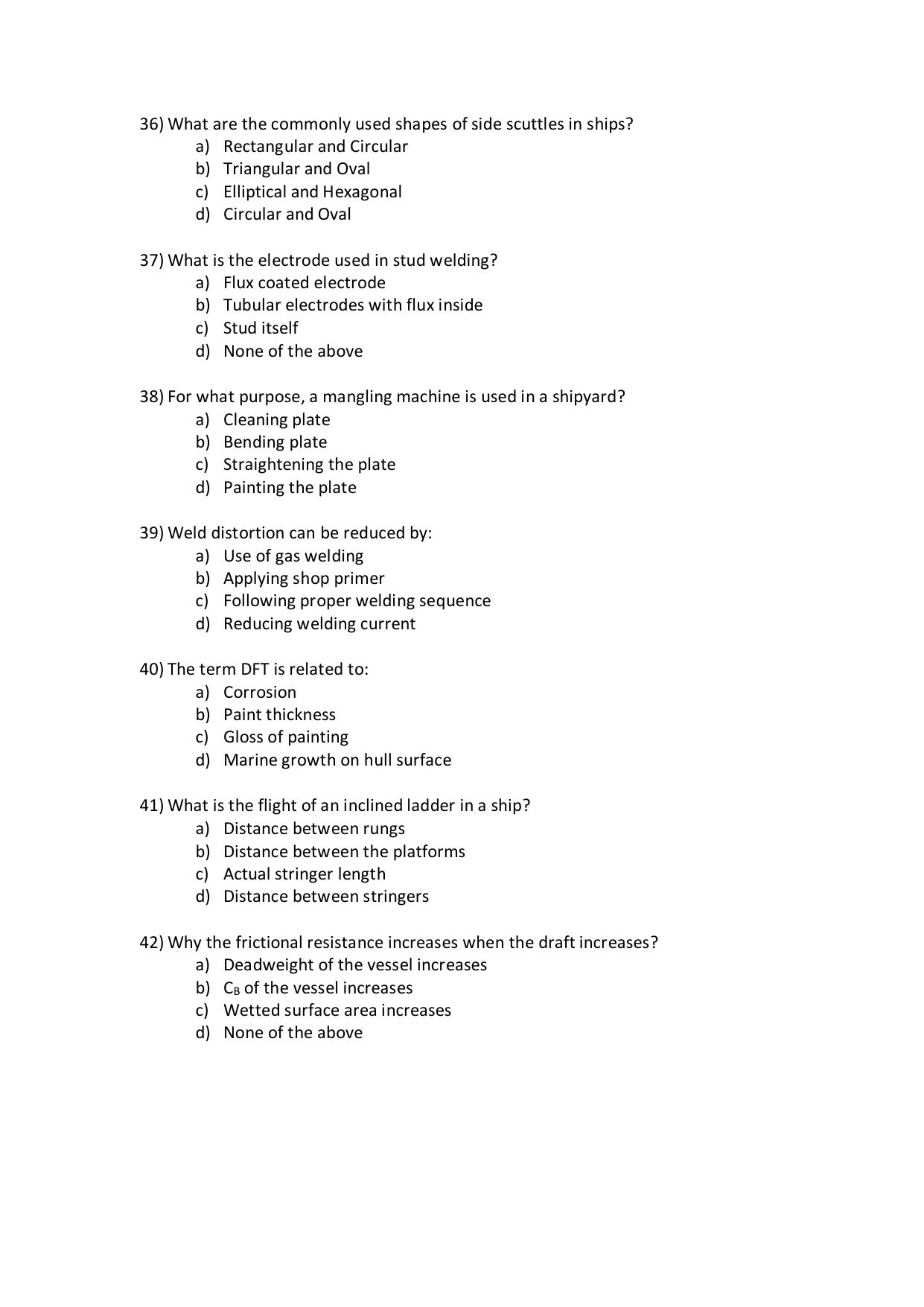 PG - Naval Architecture & Ocean Engineering - IMU CET Model Question Papers - CET (Set-II) - Page 7